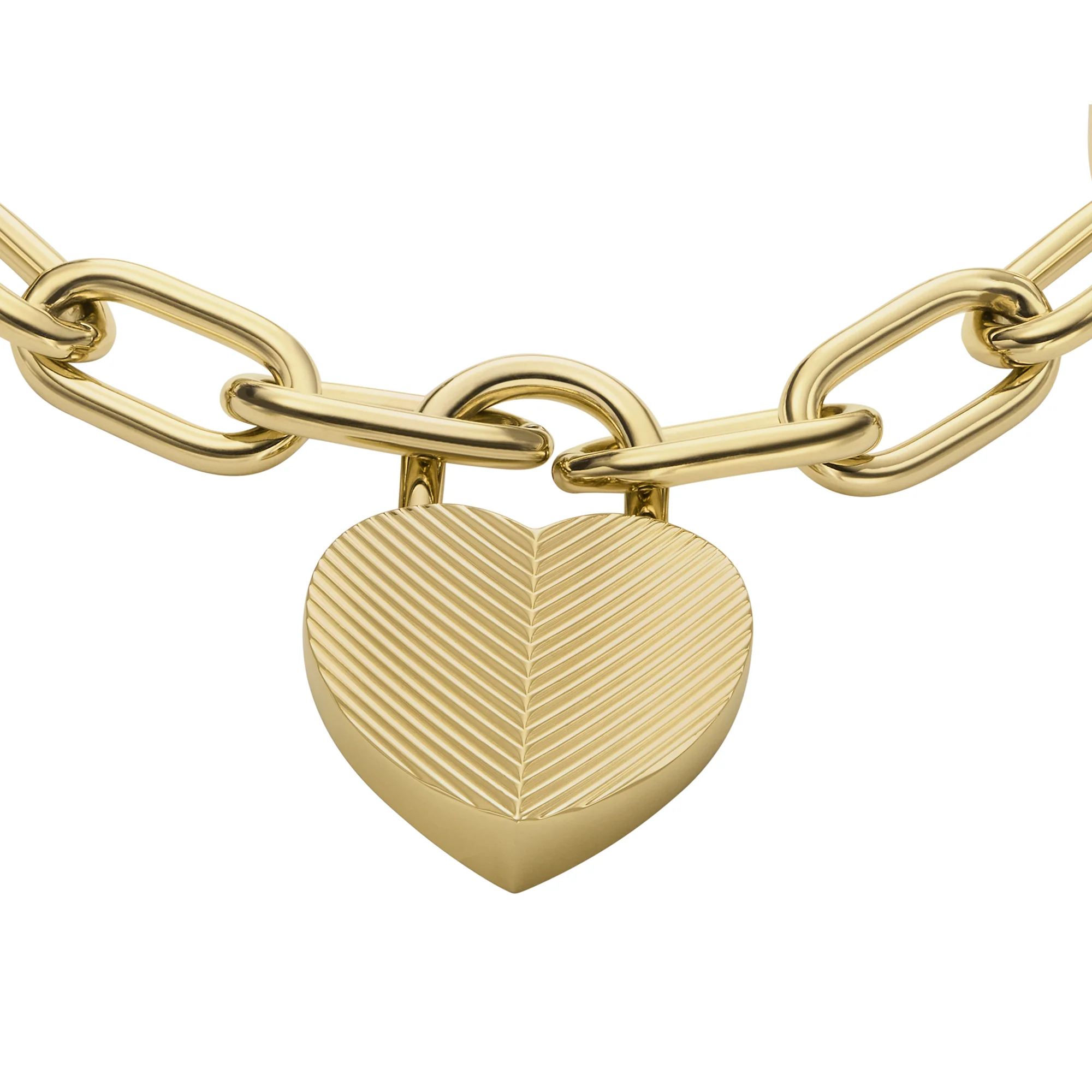 Harlow Linear Texture Heart Gold-Tone Stainless Steel Station Bracelet - Image 2