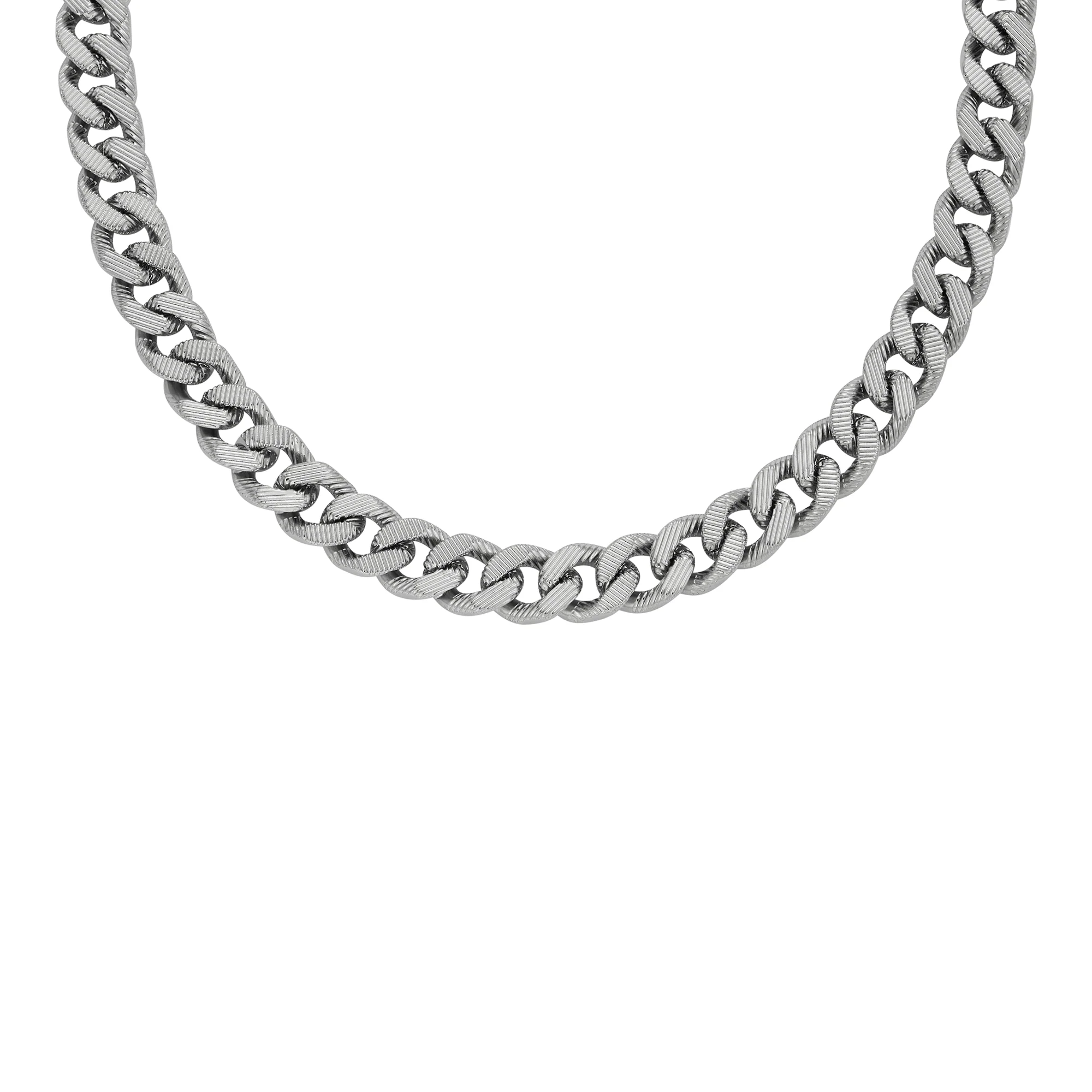 Harlow Linear Texture Chain Stainless Steel Necklace - Image 3
