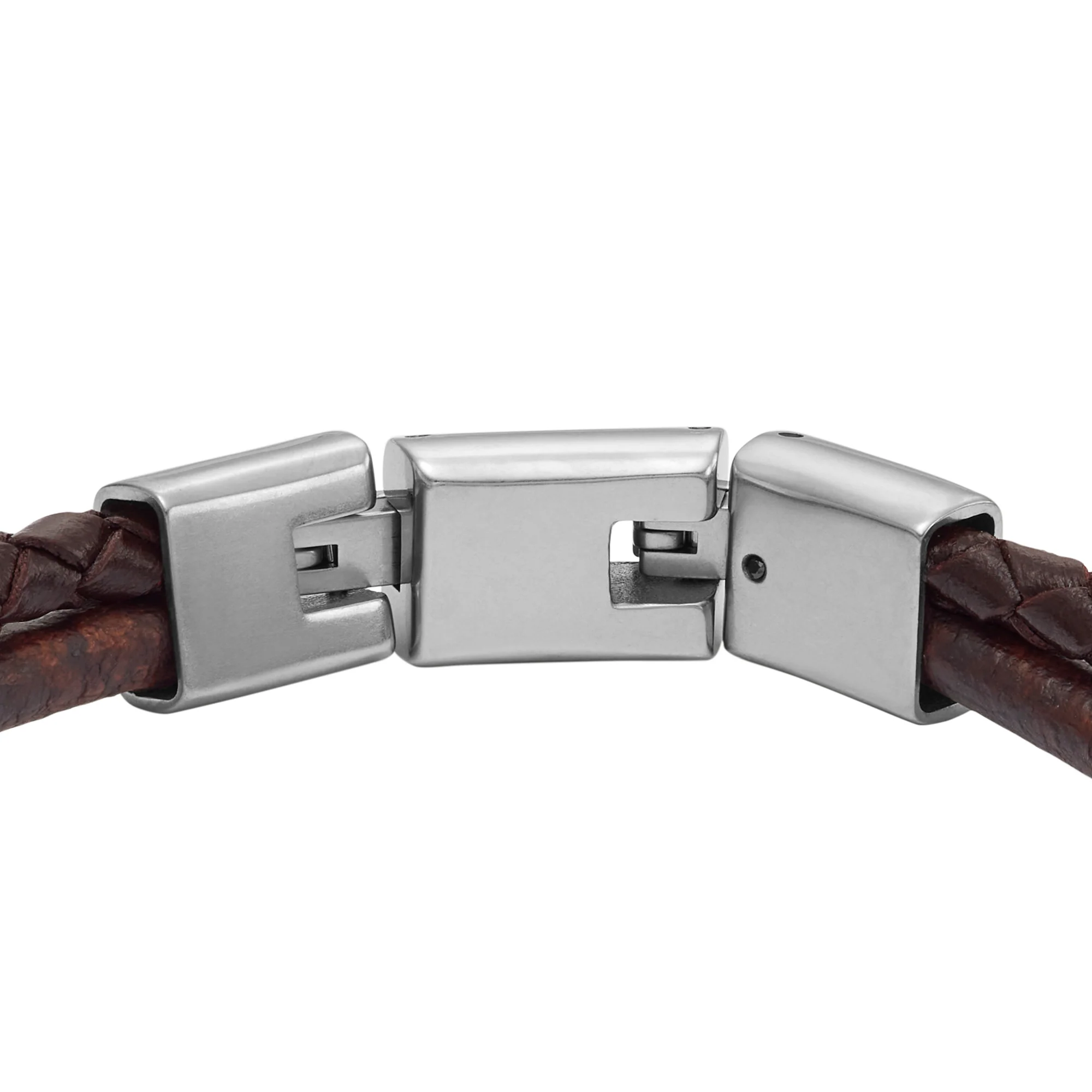 Machine Knurled Texture Brown Leather Multi-Strand Bracelet - Image 3
