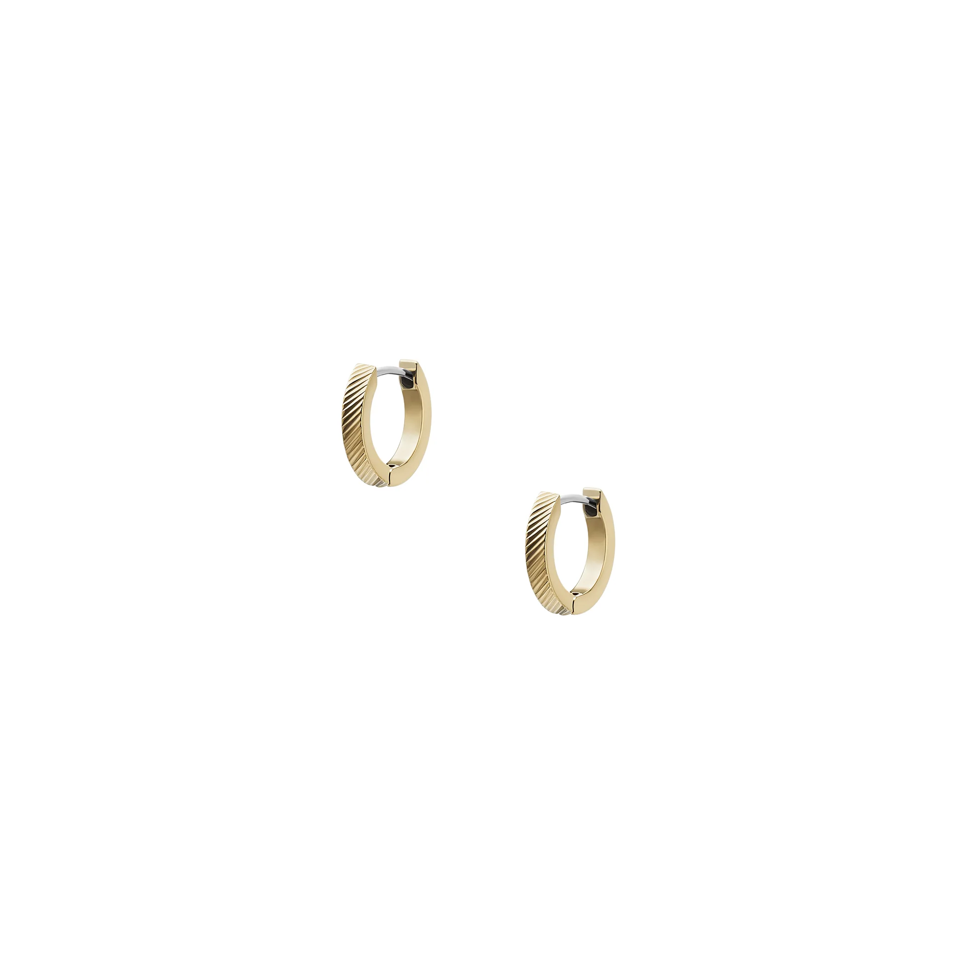 Harlow Linear Texture Gold-Tone Stainless Steel Hoop Earrings - Image 2