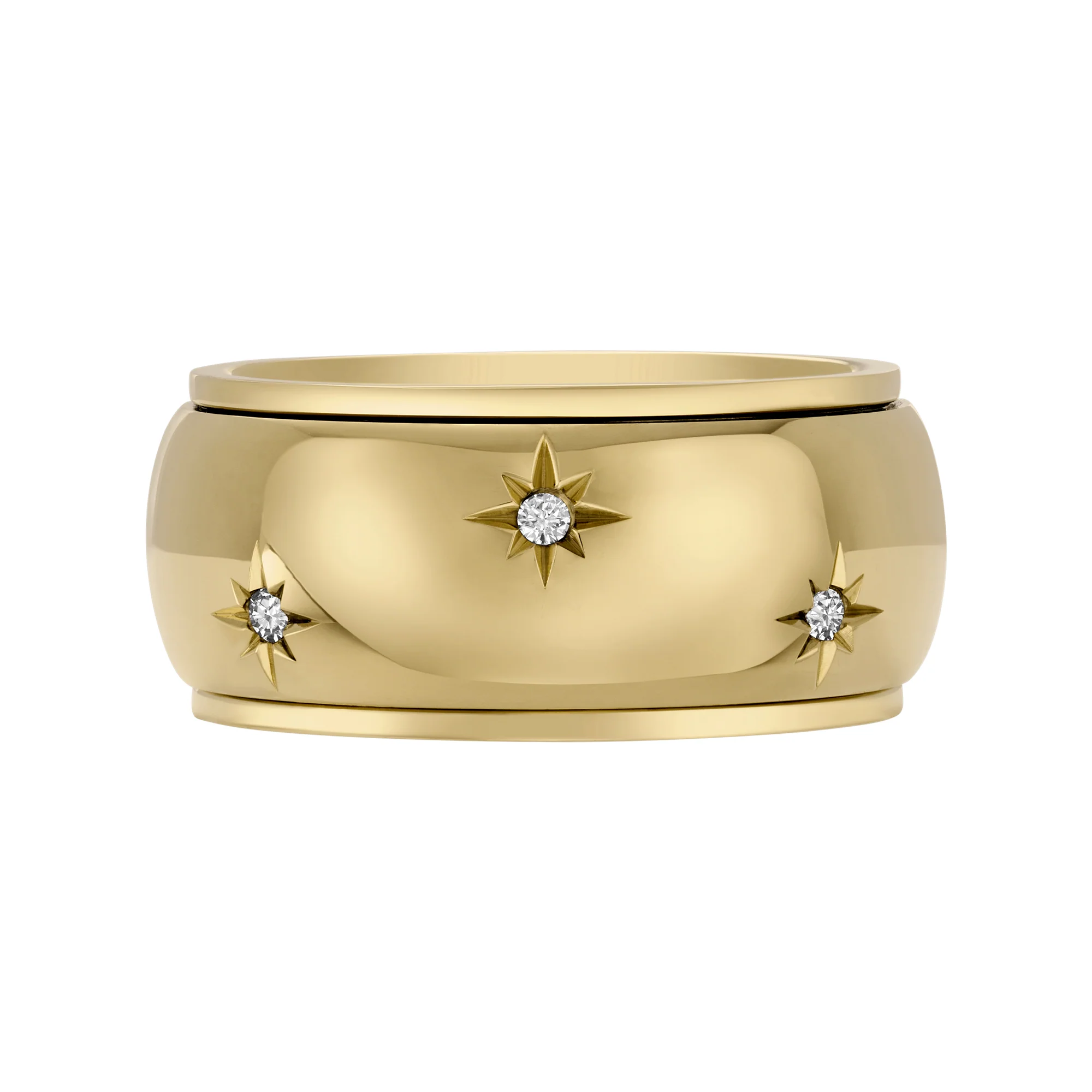 Sadie Shine Bright Gold-Tone Stainless Steel Fidget Band Ring