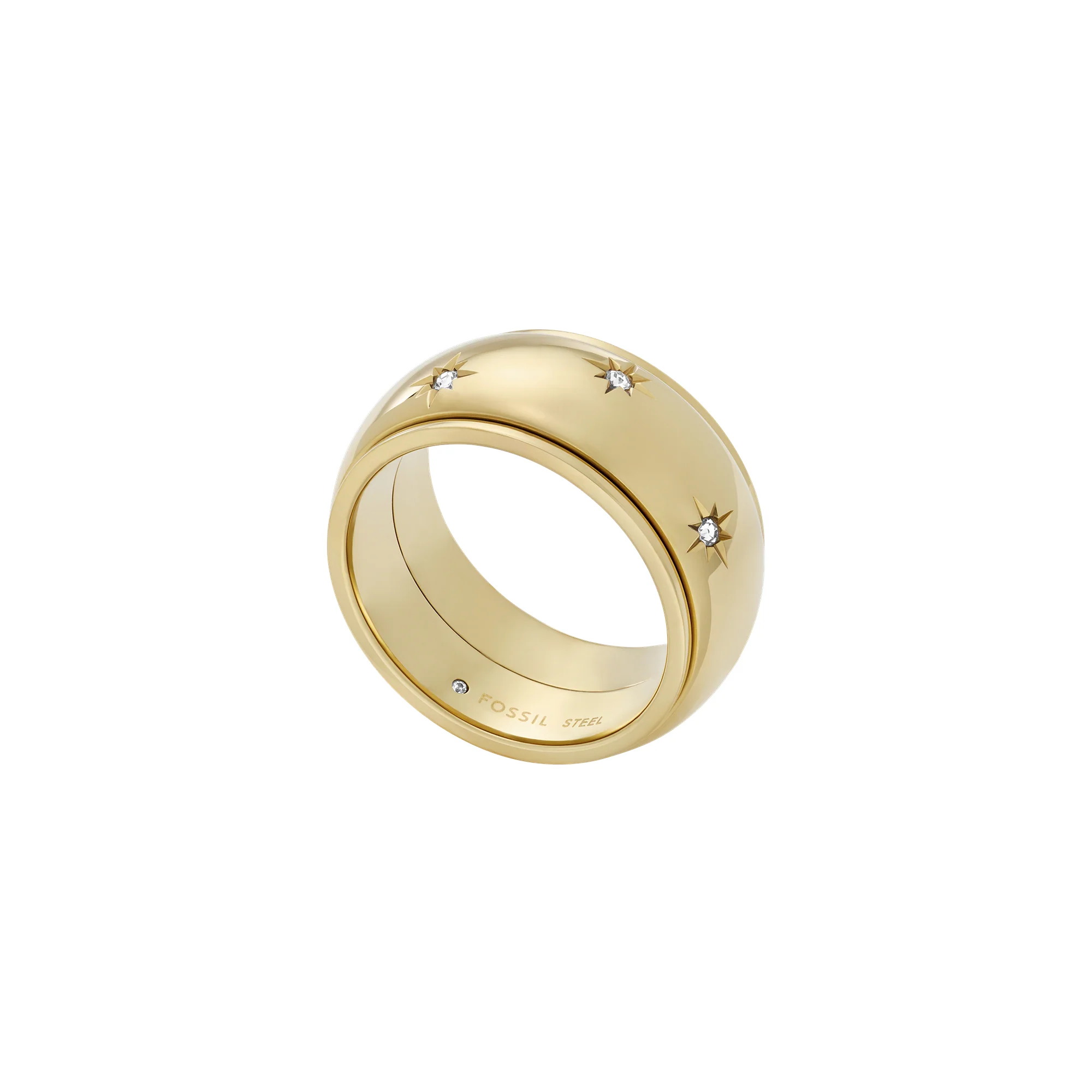 Sadie Shine Bright Gold-Tone Stainless Steel Fidget Band Ring - Image 2