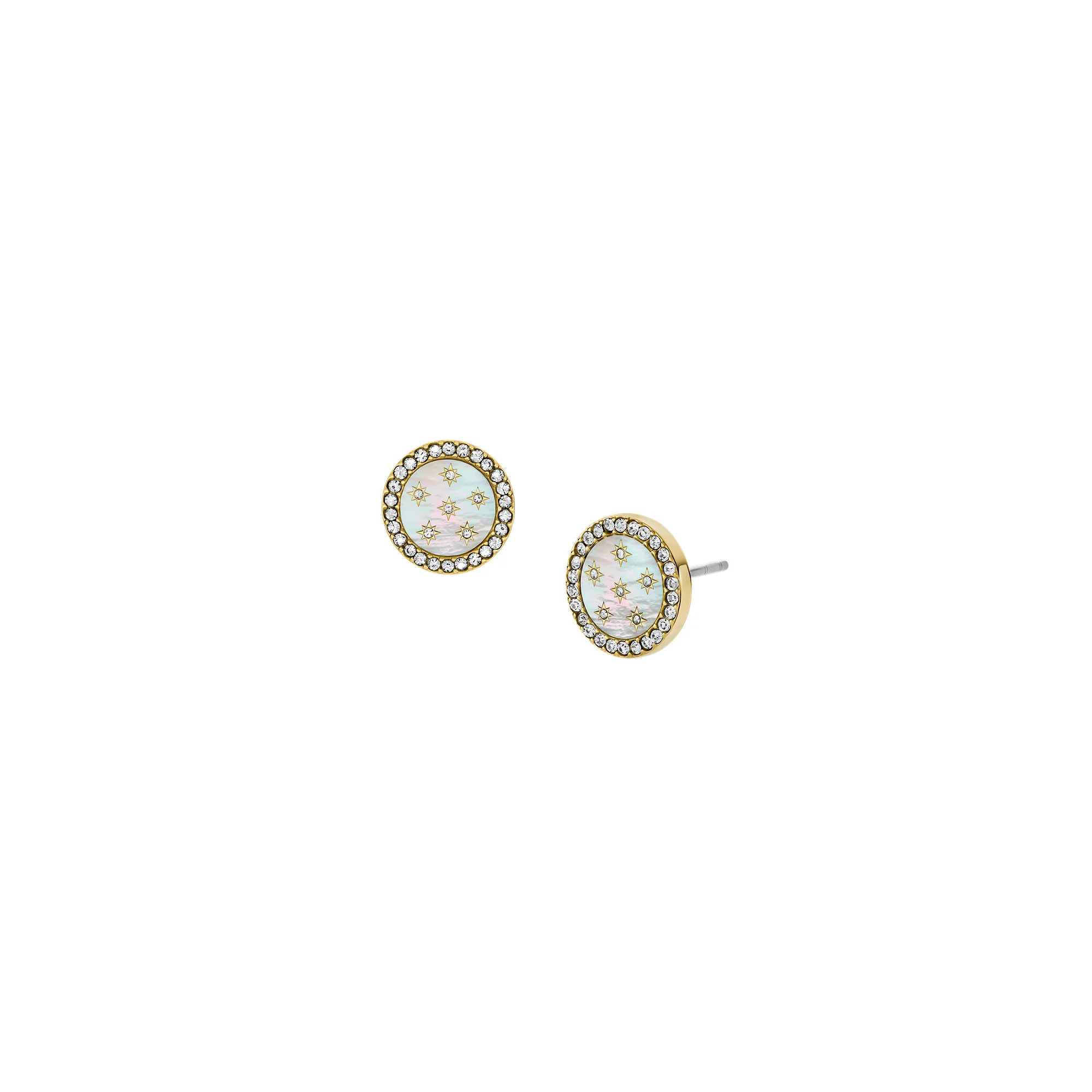 Classic Mother-of-Pearl Gold-Tone Stainless Steel Stud Earrings - Image 2