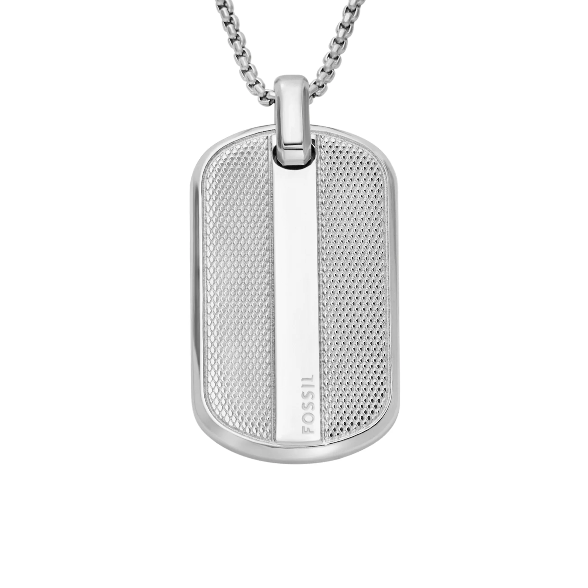 Machine Knurled Texture Stainless Steel Dog Tag Necklace - Image 3