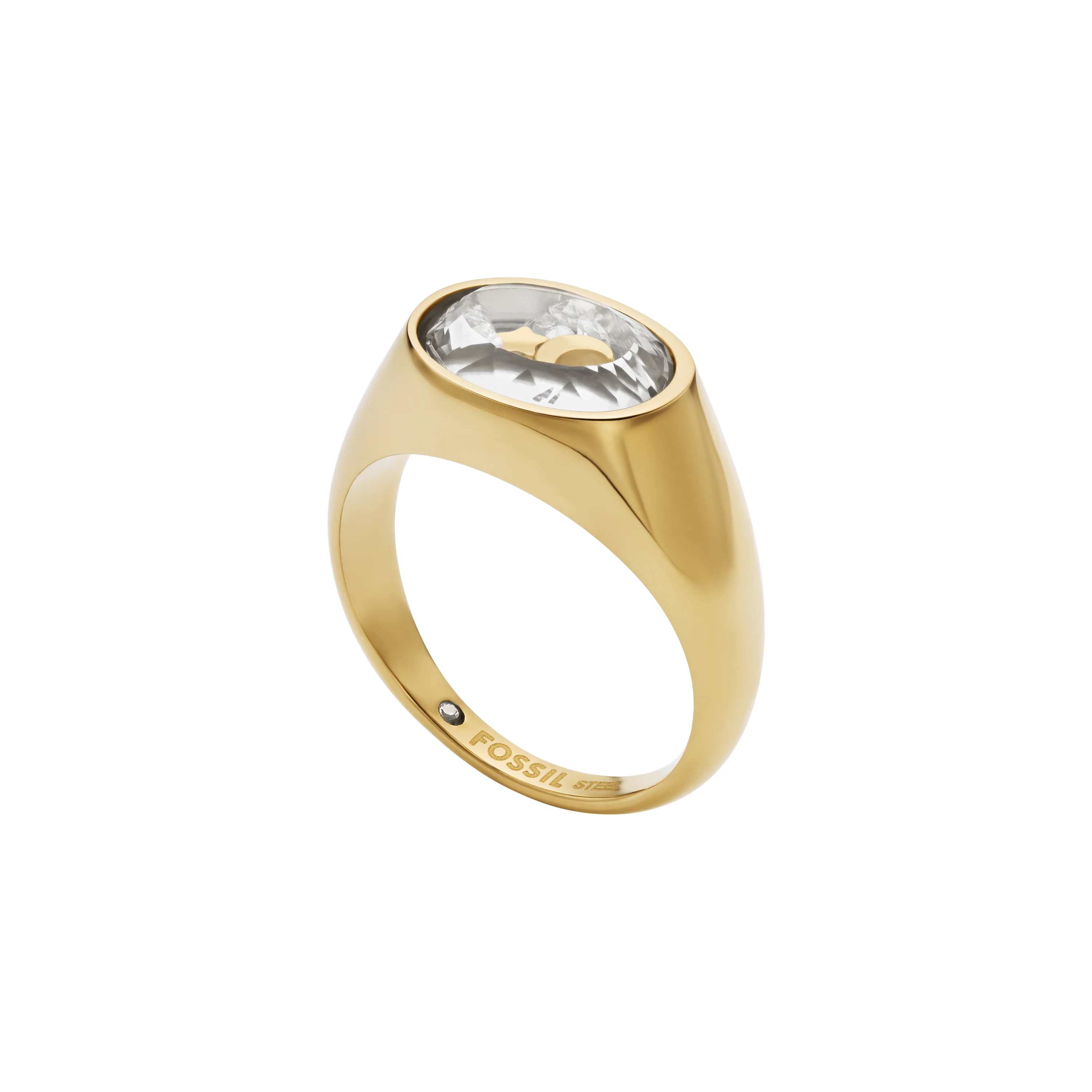 Sutton Shaky Glitz Gold-Tone Stainless Steel Moon and Star Signet Ring - Image 3