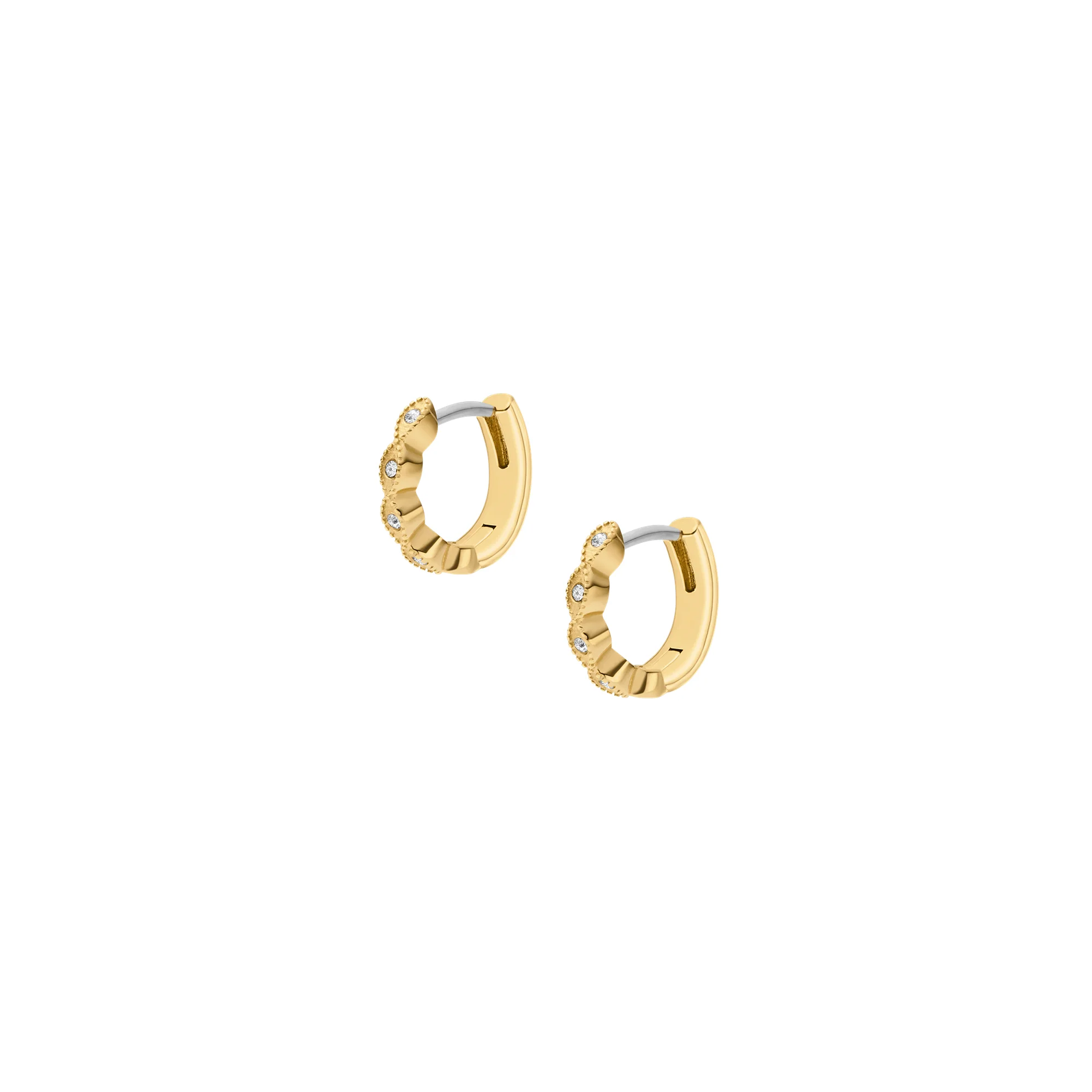 Ellis Pavé Glitz Gold-Tone Stainless Steel Hoop Earrings - Image 2