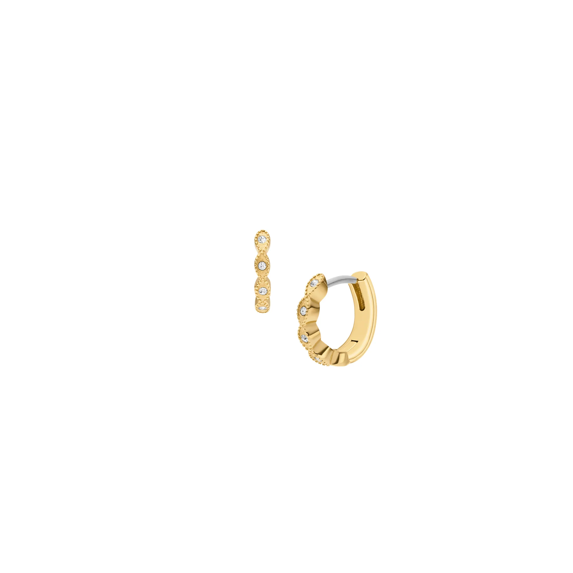 Ellis Pavé Glitz Gold-Tone Stainless Steel Hoop Earrings - Image 3