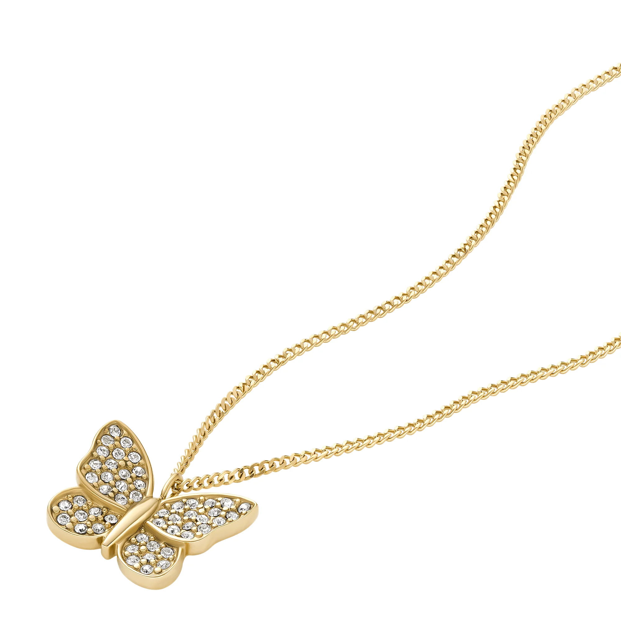 Sutton Pavé Butterfly Gold-Tone Stainless Steel Pendant Necklace - Image 3