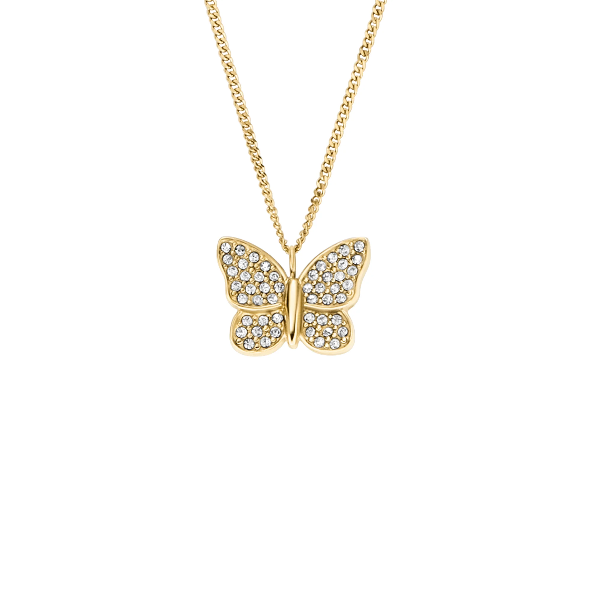 Sutton Pavé Butterfly Gold-Tone Stainless Steel Pendant Necklace - Image 4