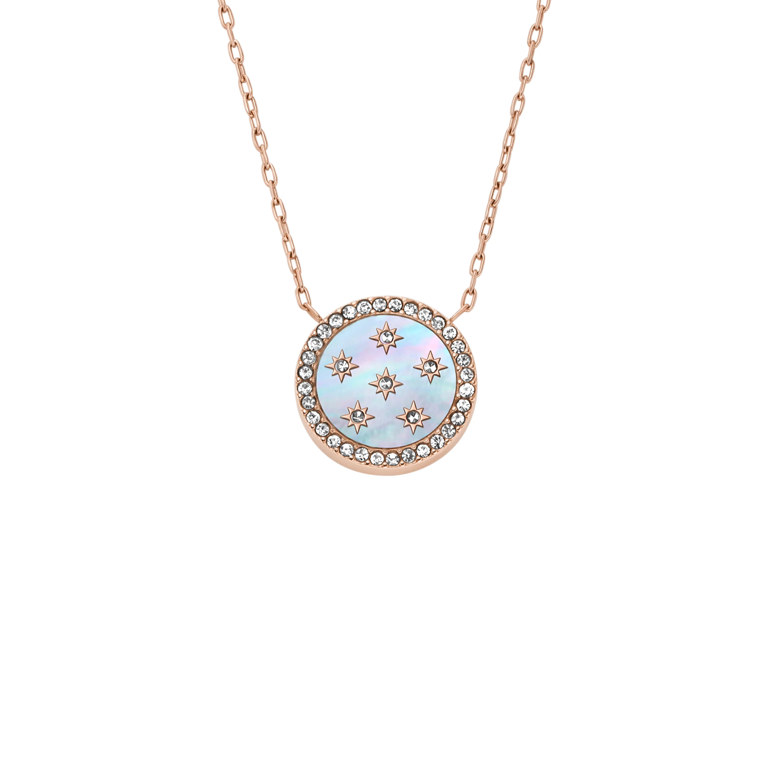 Merrit Classic Mother-of-Pearl Rose Gold-Tone Stainless Steel Pendant Necklace