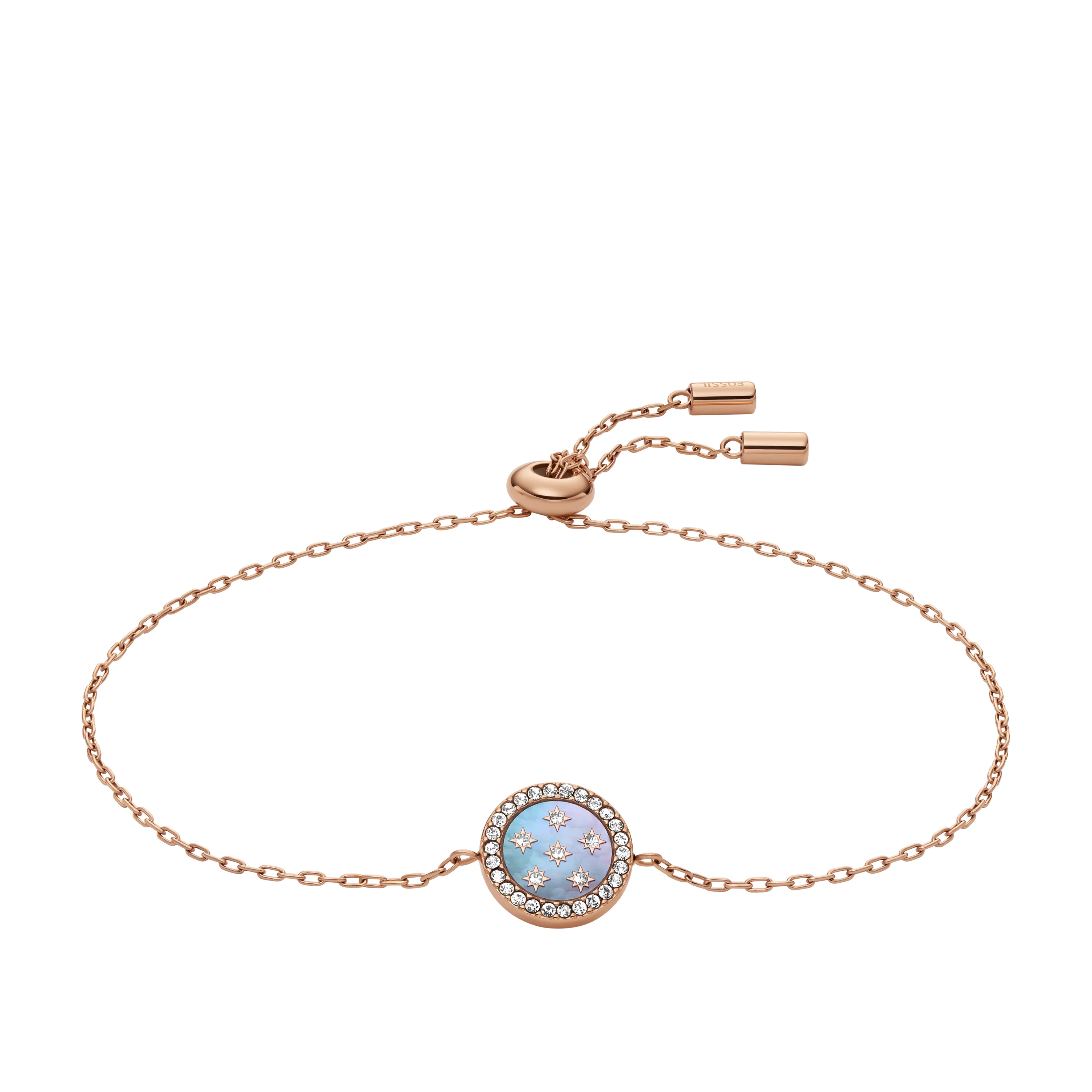 Merrit Classic Mother-of-Pearl Rose Gold-Tone Stainless Steel Station Bracelet