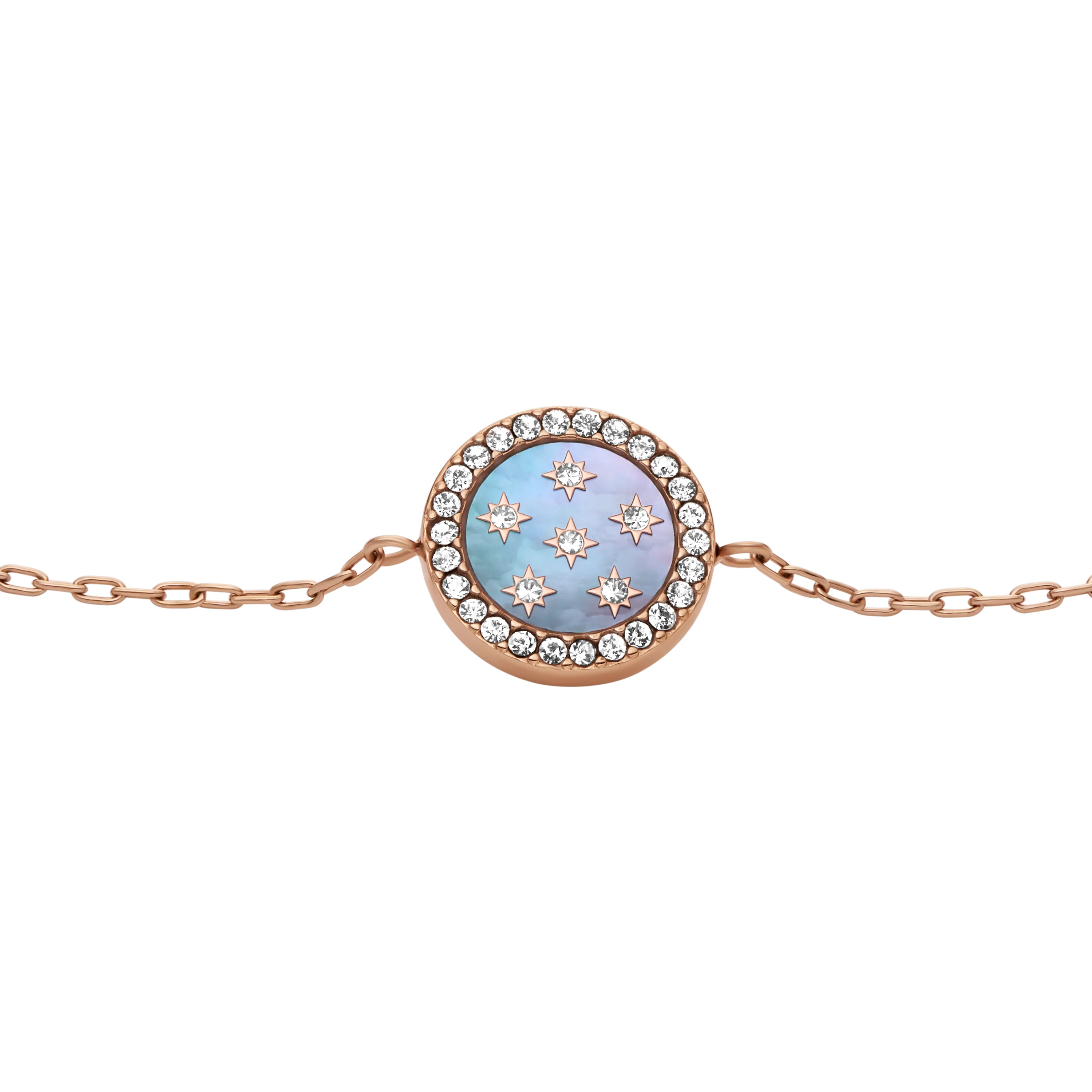 Merrit Classic Mother-of-Pearl Rose Gold-Tone Stainless Steel Station Bracelet - Image 2