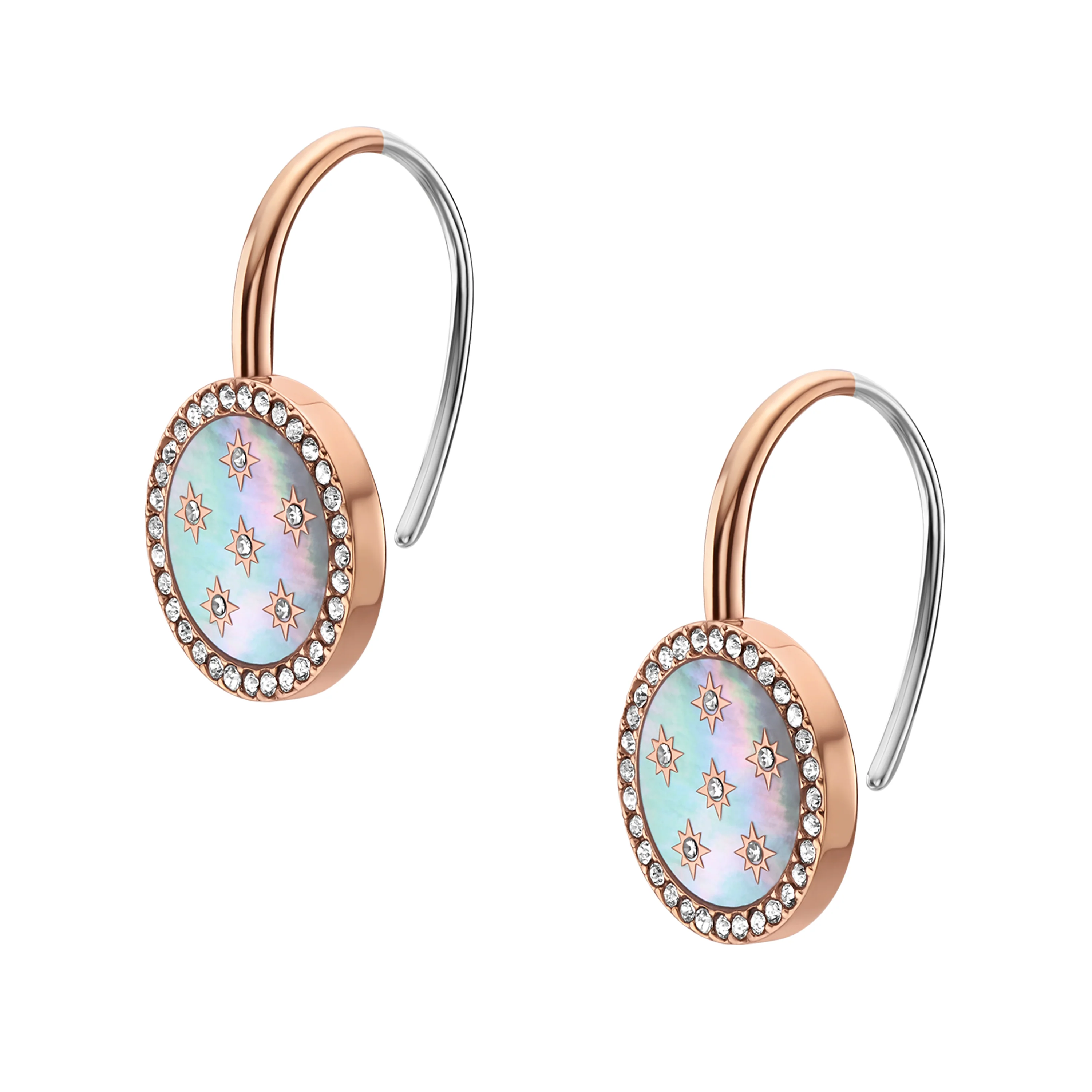 Merrit Classic Mother-of-Pearl Rose Gold-Tone Stainless Steel Drop Earrings - Image 2