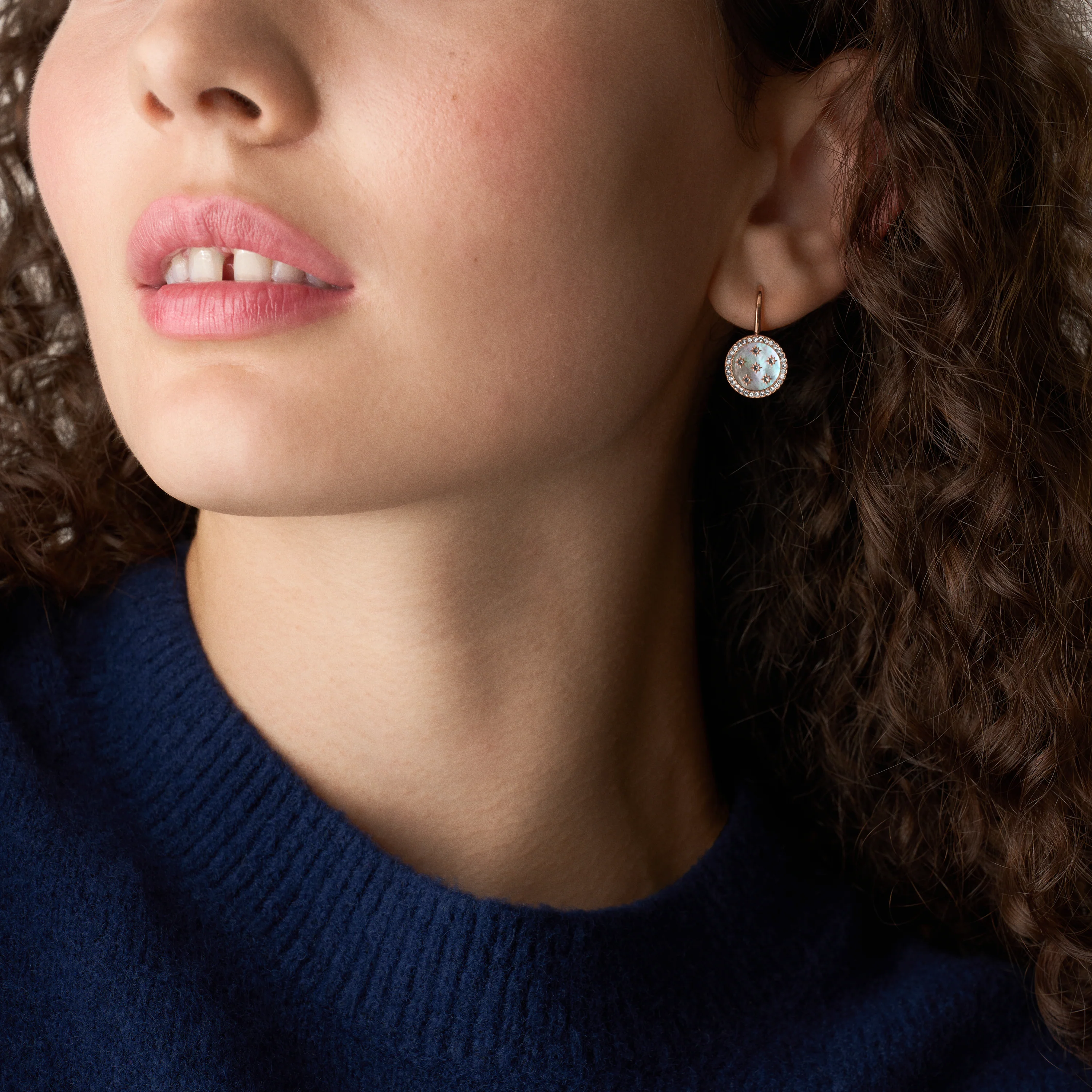 Merrit Classic Mother-of-Pearl Rose Gold-Tone Stainless Steel Drop Earrings - Image 4