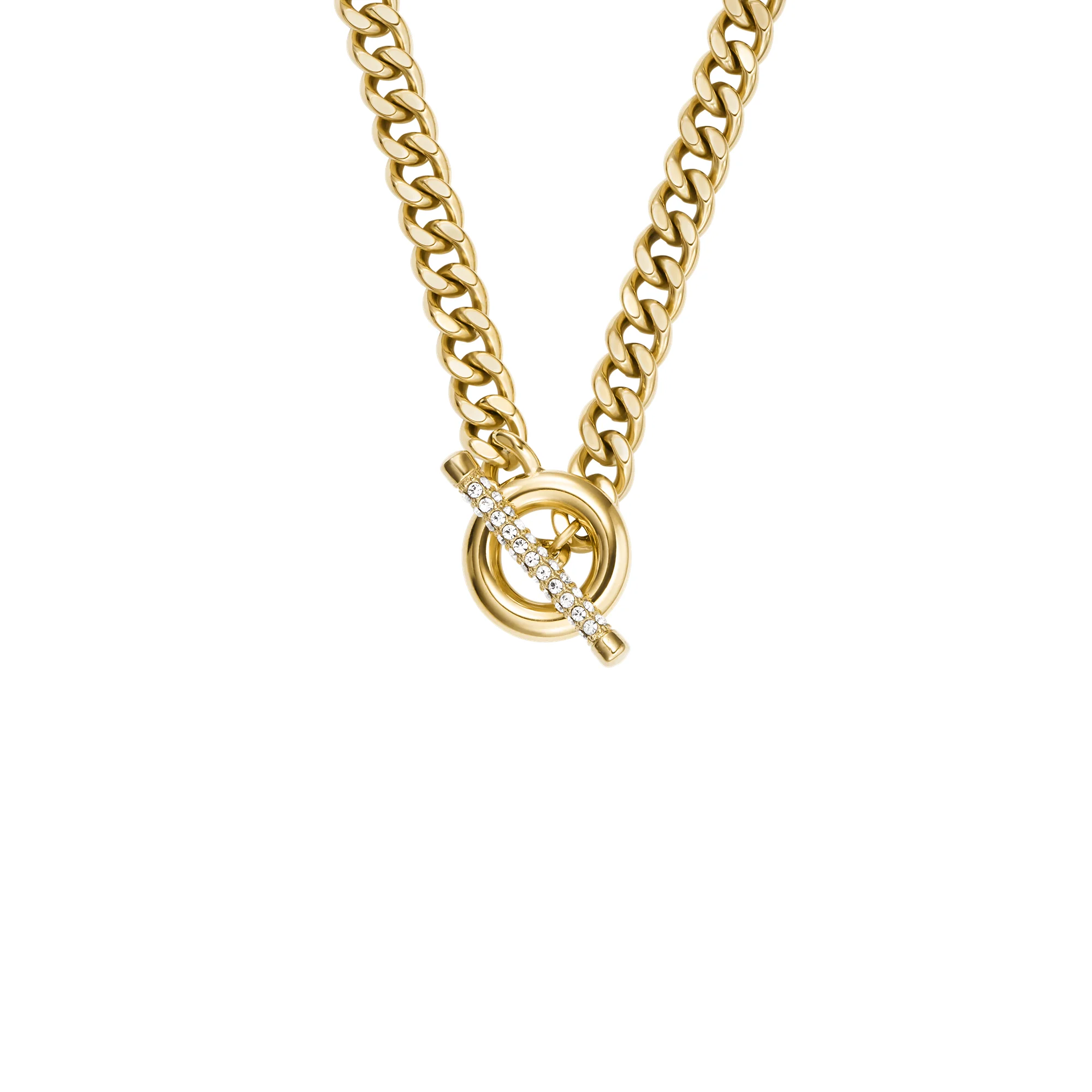 Carlie T-Bar Pavé Gold-Tone Stainless Steel Toggle Necklace