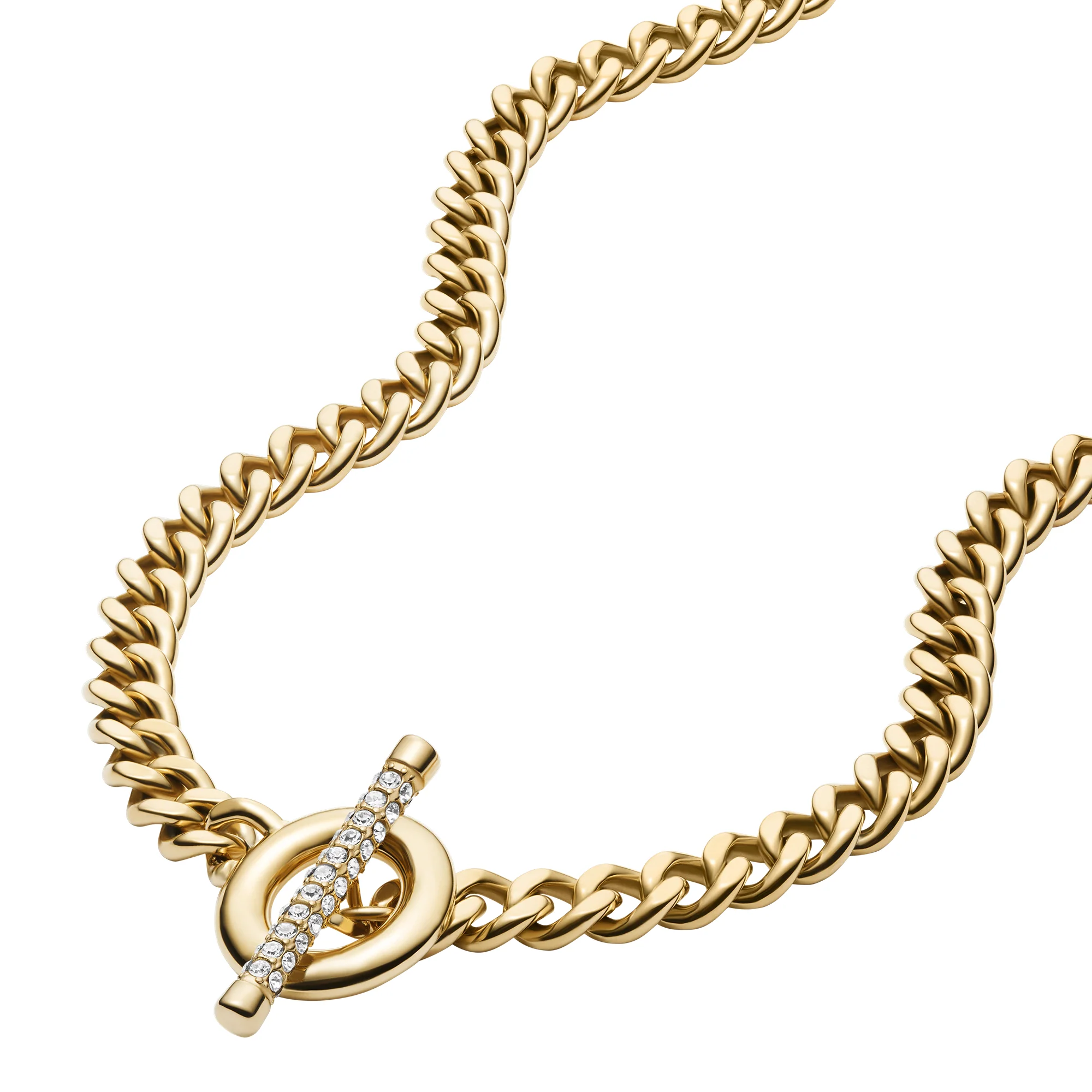 Carlie T-Bar Pavé Gold-Tone Stainless Steel Toggle Necklace - Image 3