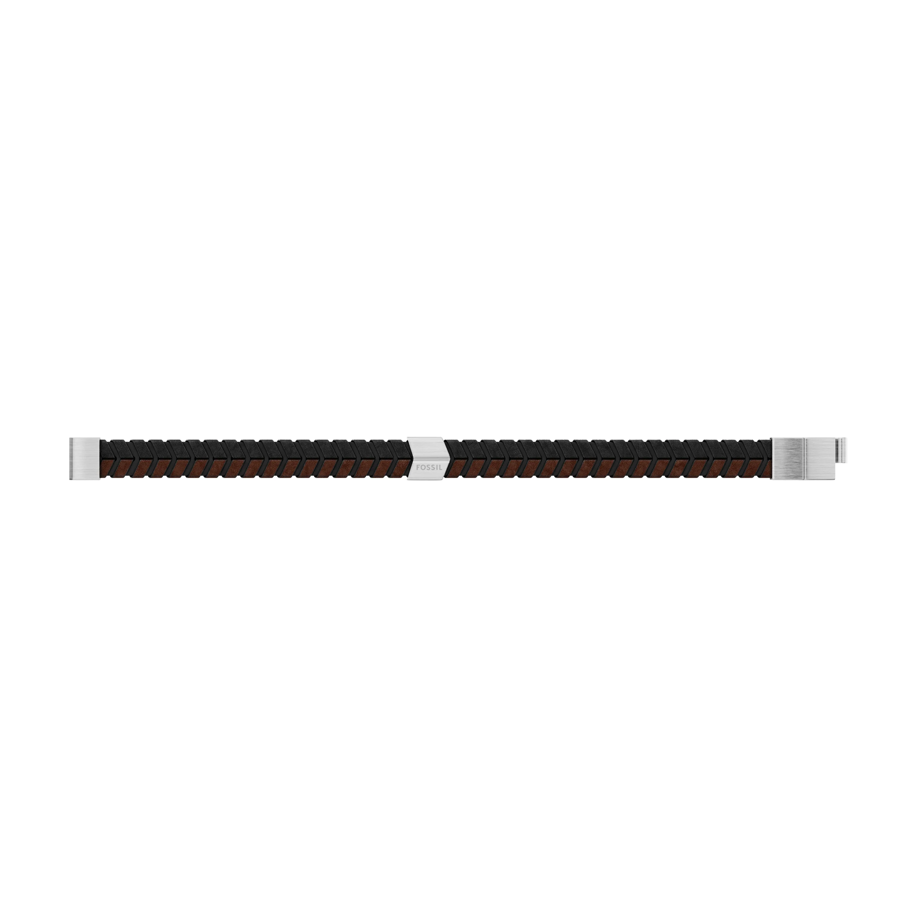 Woven Black and Brown Leather Bracelet - Image 4