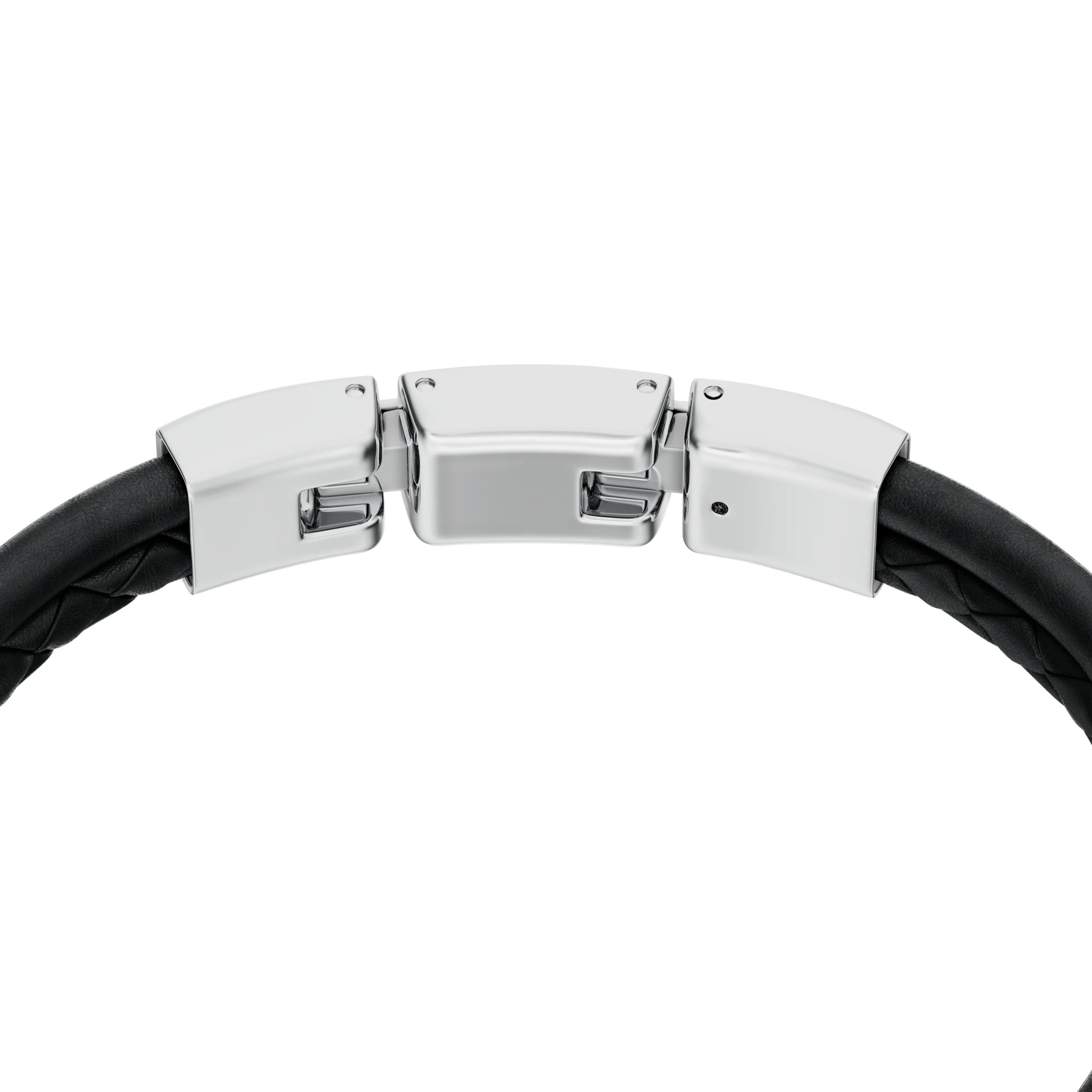 Machine Knurled Texture Black Leather Multi-Strand Bracelet - Image 3
