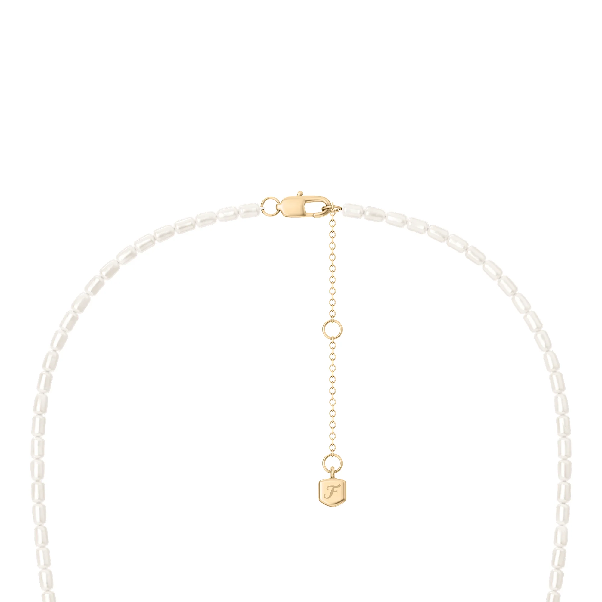 Harlow Rondelles White Acrylic Pearl Stainless Steel Station Necklace - Image 3