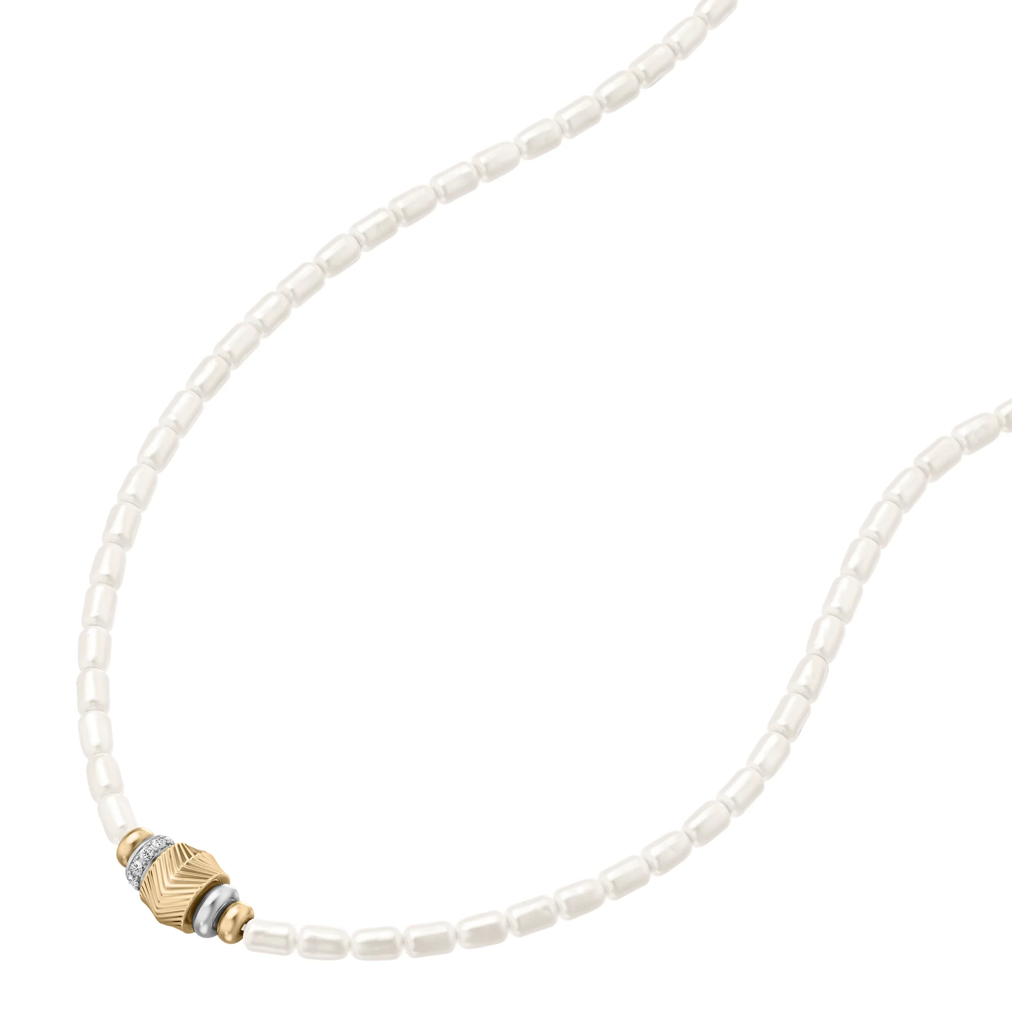 Harlow Rondelles White Acrylic Pearl Stainless Steel Station Necklace - Image 4