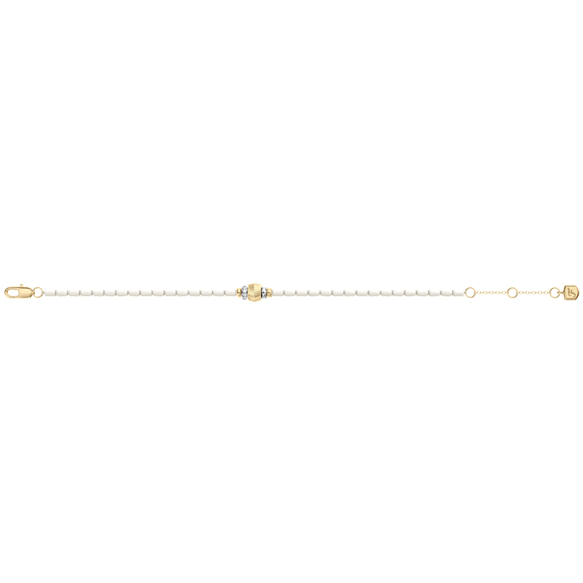 Harlow Rondelles White Acrylic Pearl Stainless Steel Station Bracelet - Image 3