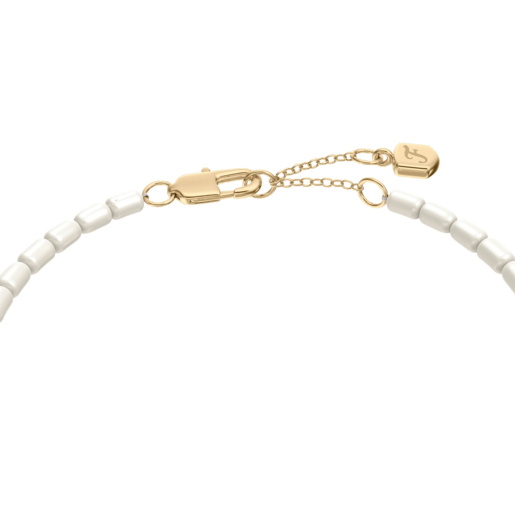 Harlow Rondelles White Acrylic Pearl Stainless Steel Station Bracelet - Image 4