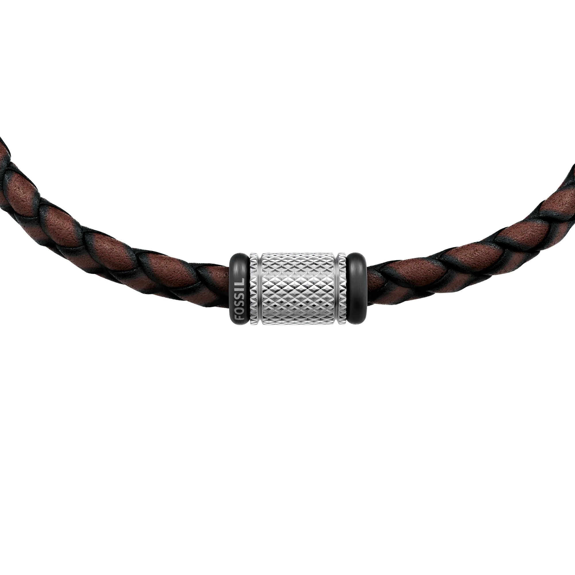 Machine Rondelles Brown Leather Station Bracelet - Image 3