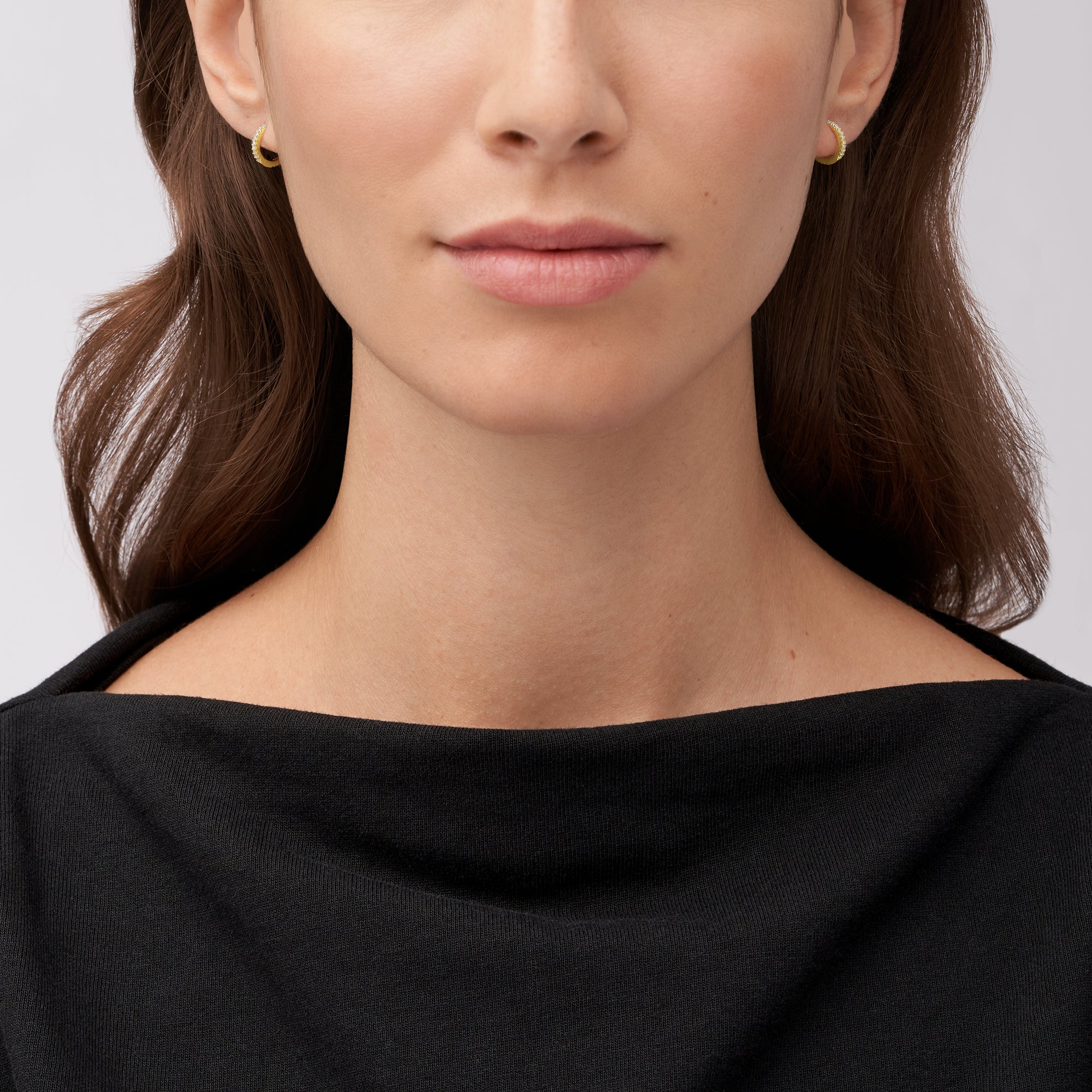 Sterling All Stacked Up Gold-Tone Sterling Silver Hoop Earrings - Image 4