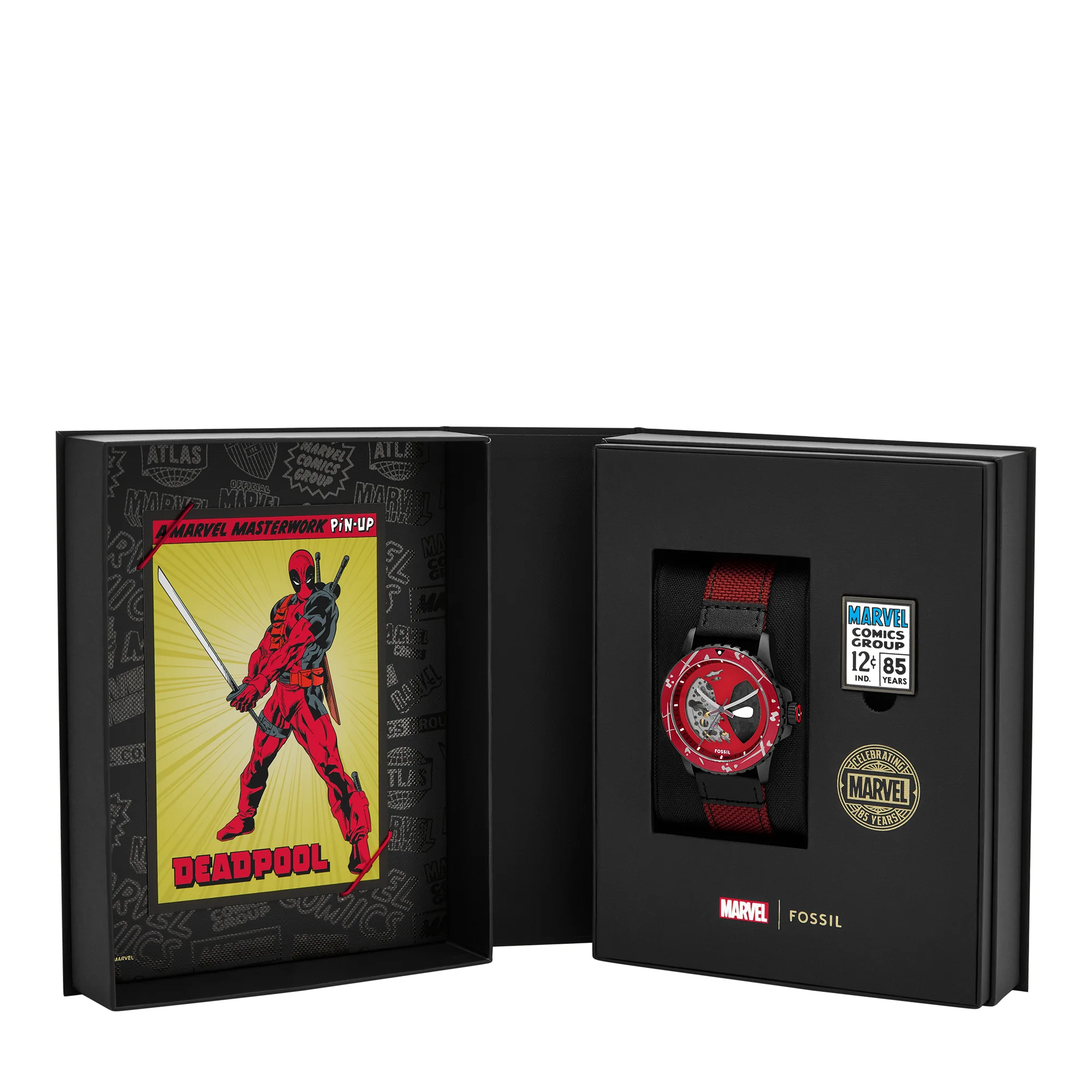 Marvel | Fossil Limited Edition Automatic Red and Black Nylon and Leather Watch - Image 5
