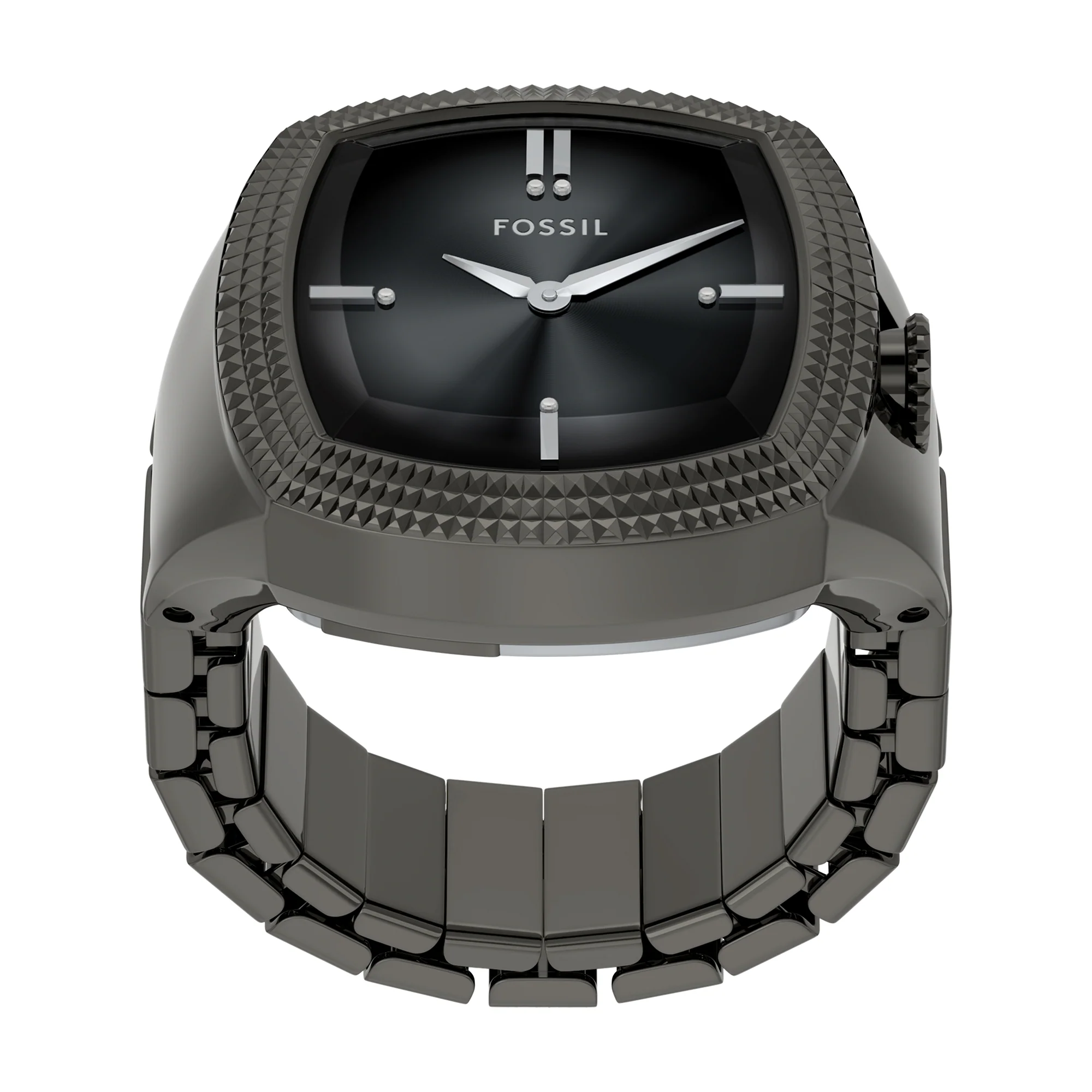 Nick Jonas x Fossil Machine Luxe Grey Vignette Two-Hand Gunmetal Stainless Steel Watch Ring - Image 6