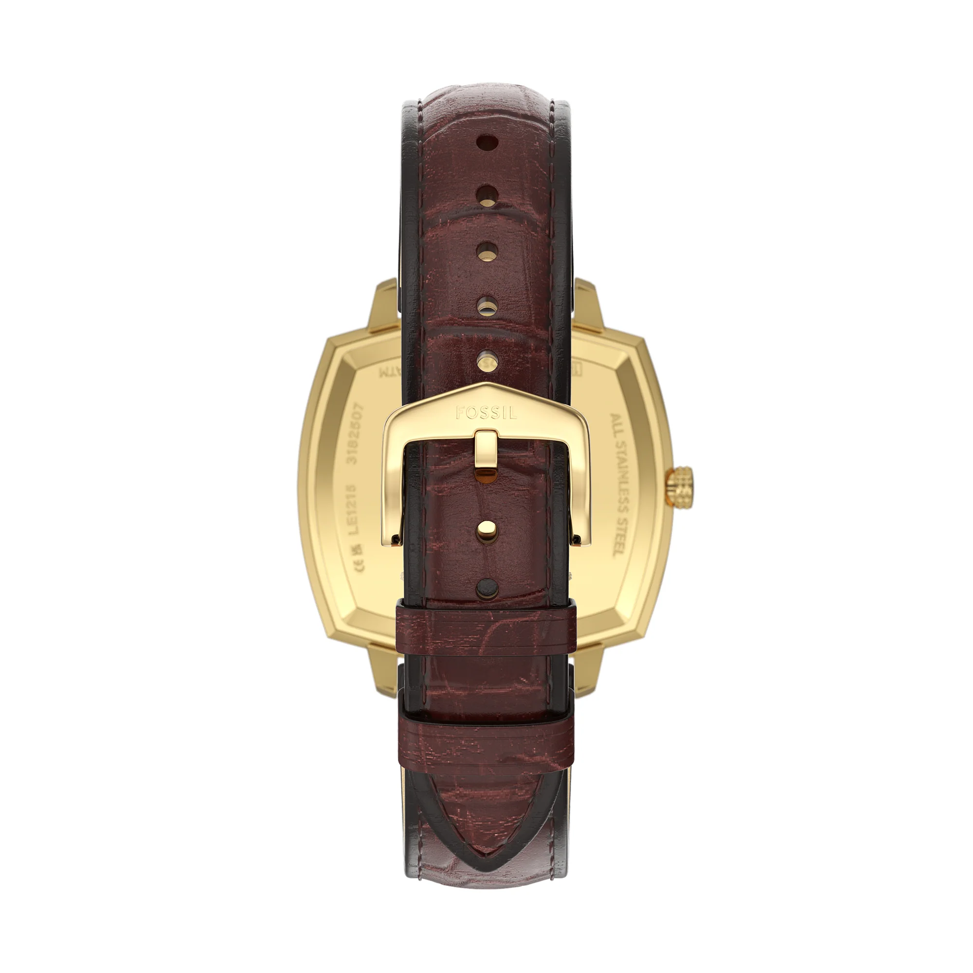 Nick Jonas x Fossil Machine Luxe Blue Vignette Three-Hand Brown Croco Leather Watch - Image 3