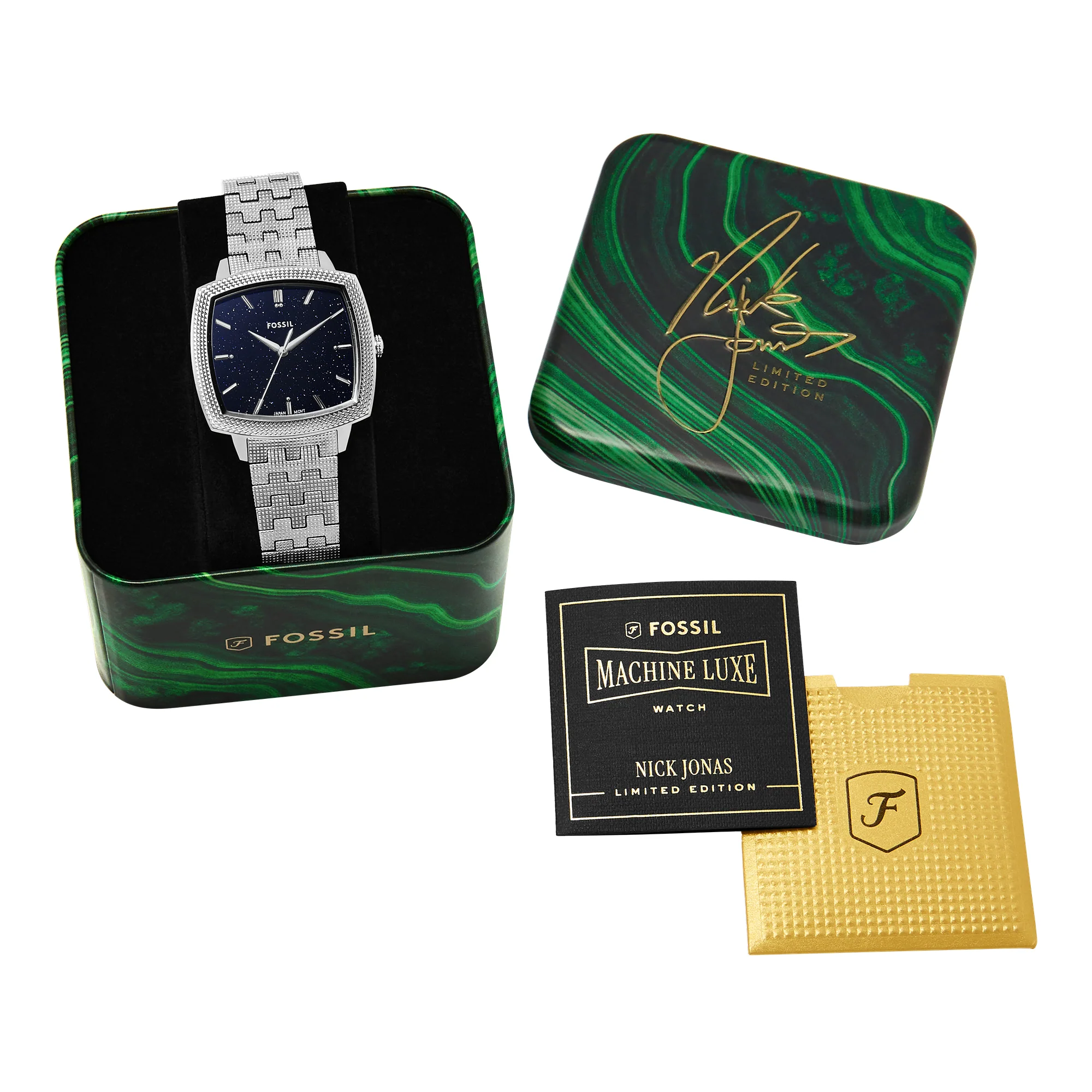 Nick Jonas x Fossil Machine Luxe Aventurine Three-Hand Stainless Steel Watch - Image 7