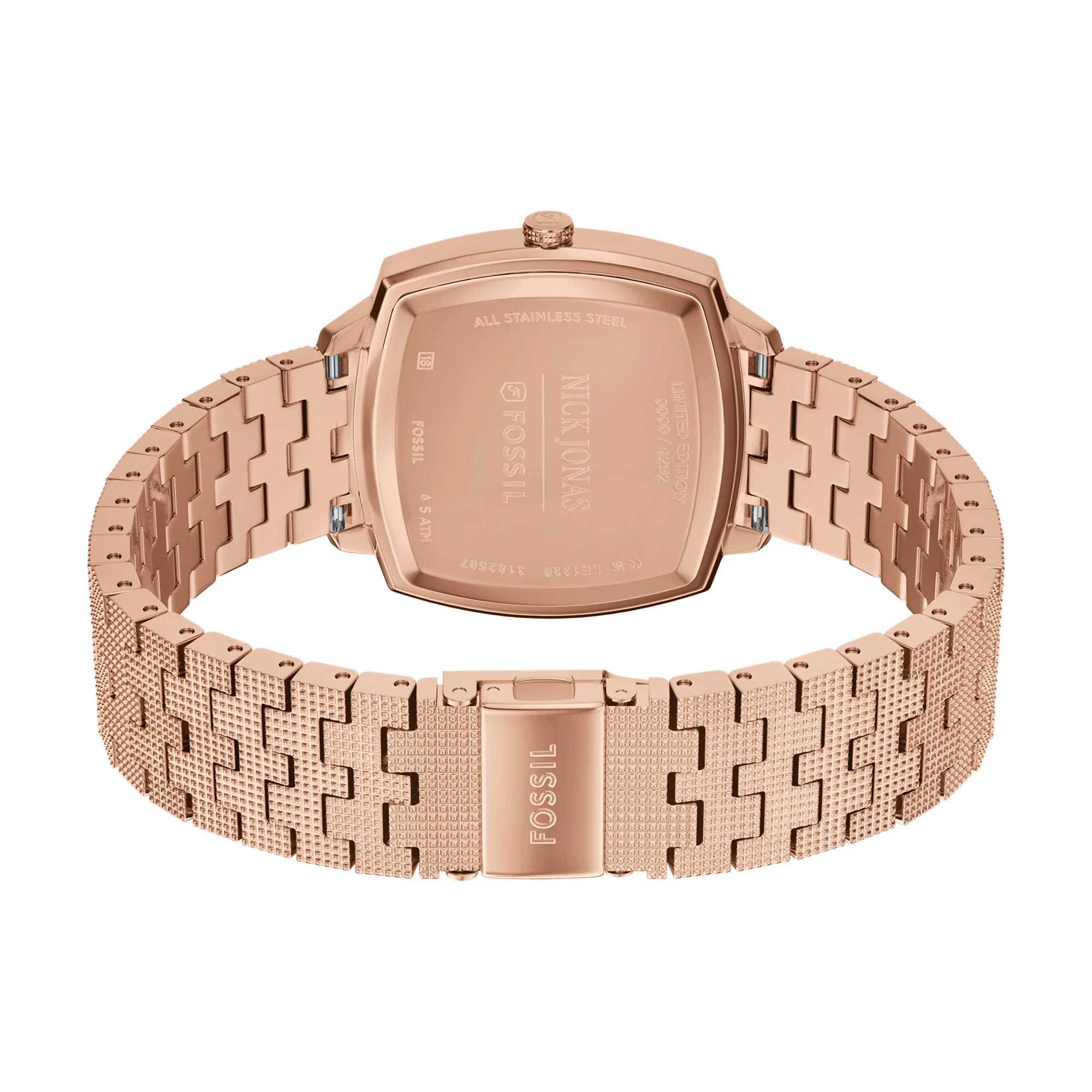 Nick Jonas x Fossil Machine Luxe Marble Three-Hand Rose Gold-Tone Stainless Steel Watch - Image 4