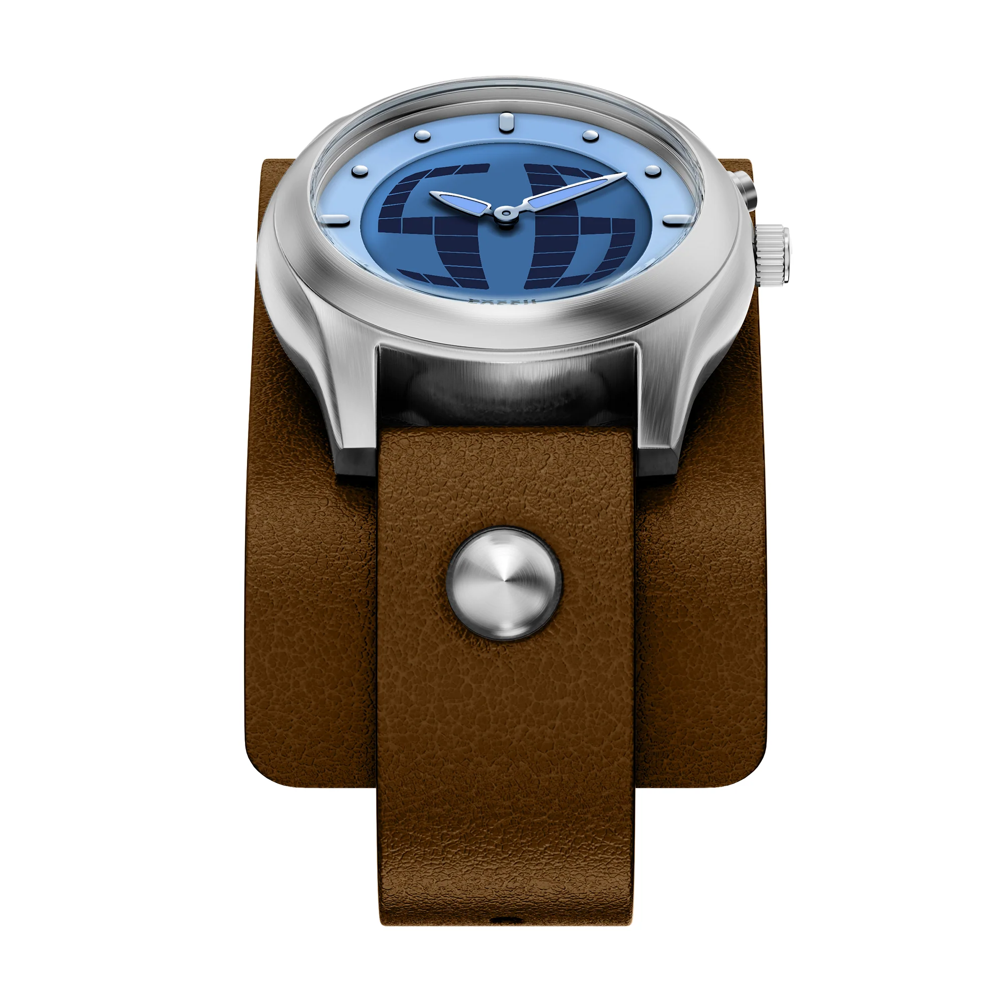 Y2K Big Tic Brown Leather Watch - Image 3