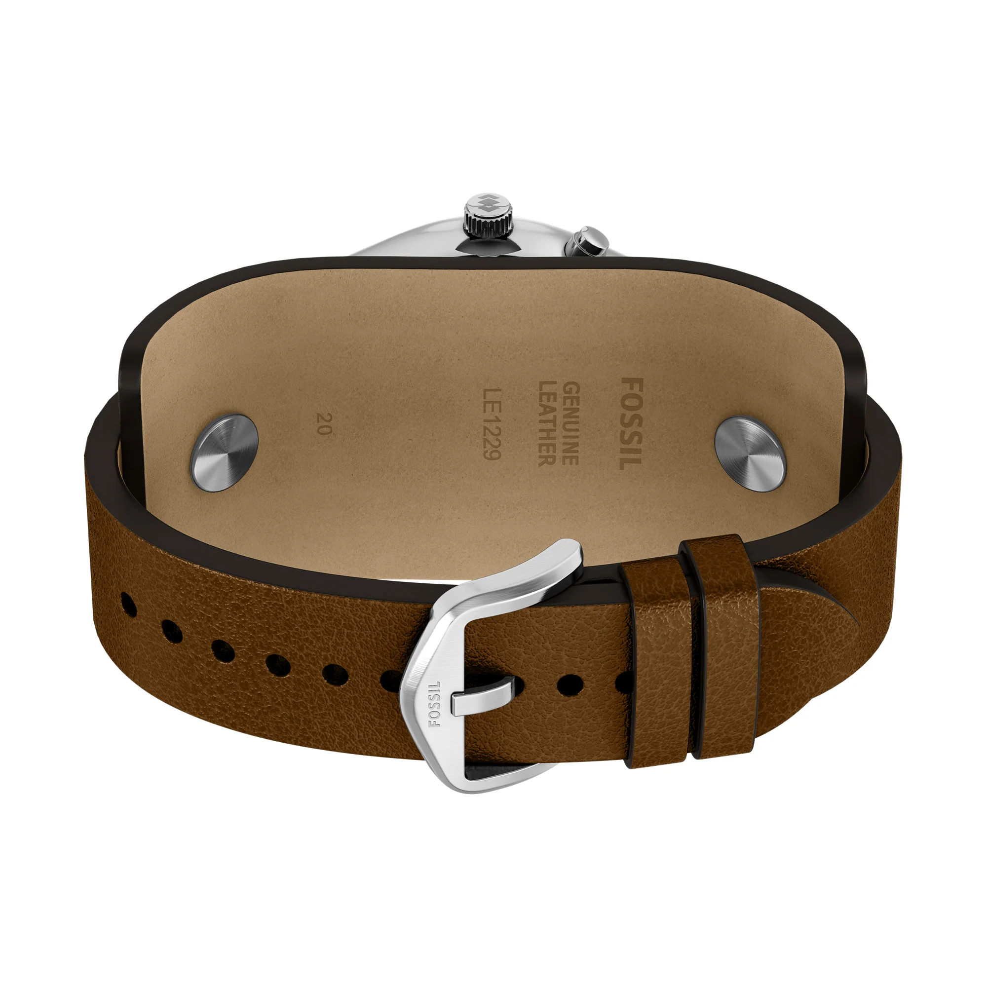 Y2K Big Tic Brown Leather Watch - Image 5
