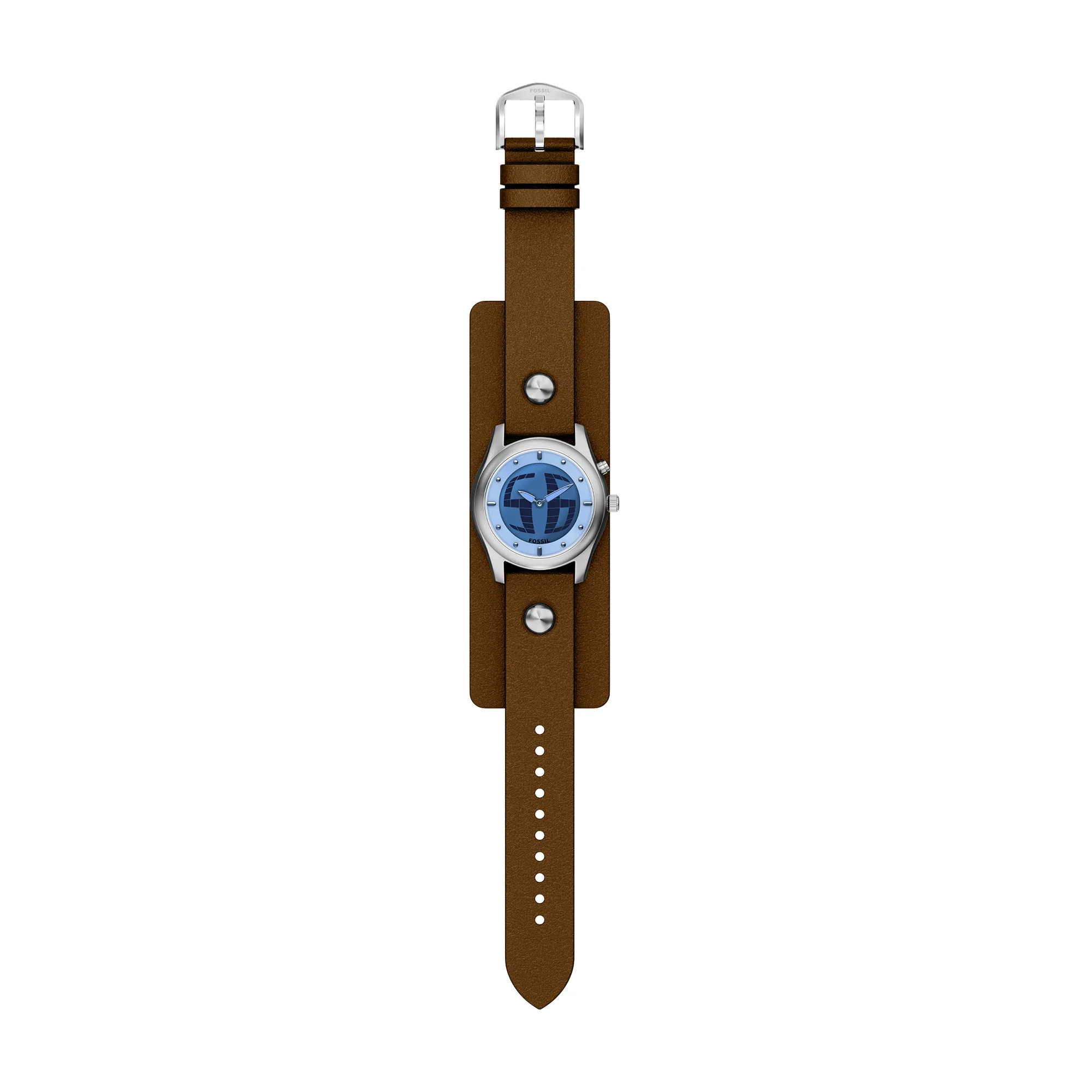 Y2K Big Tic Brown Leather Watch - Image 6