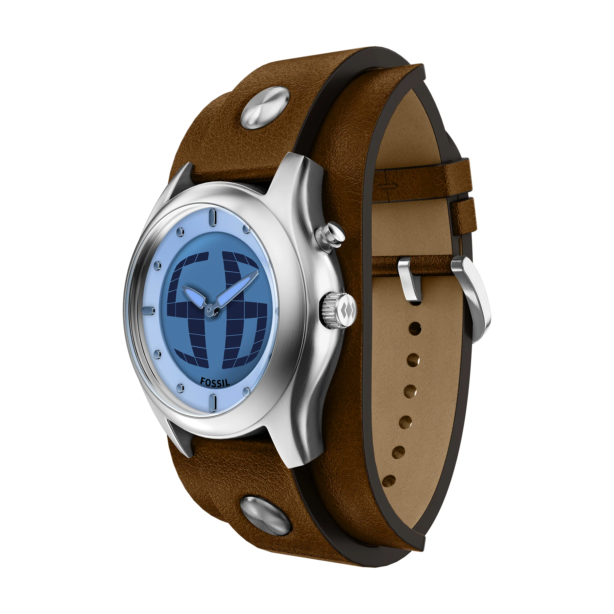 Y2K Big Tic Brown Leather Watch - Image 7