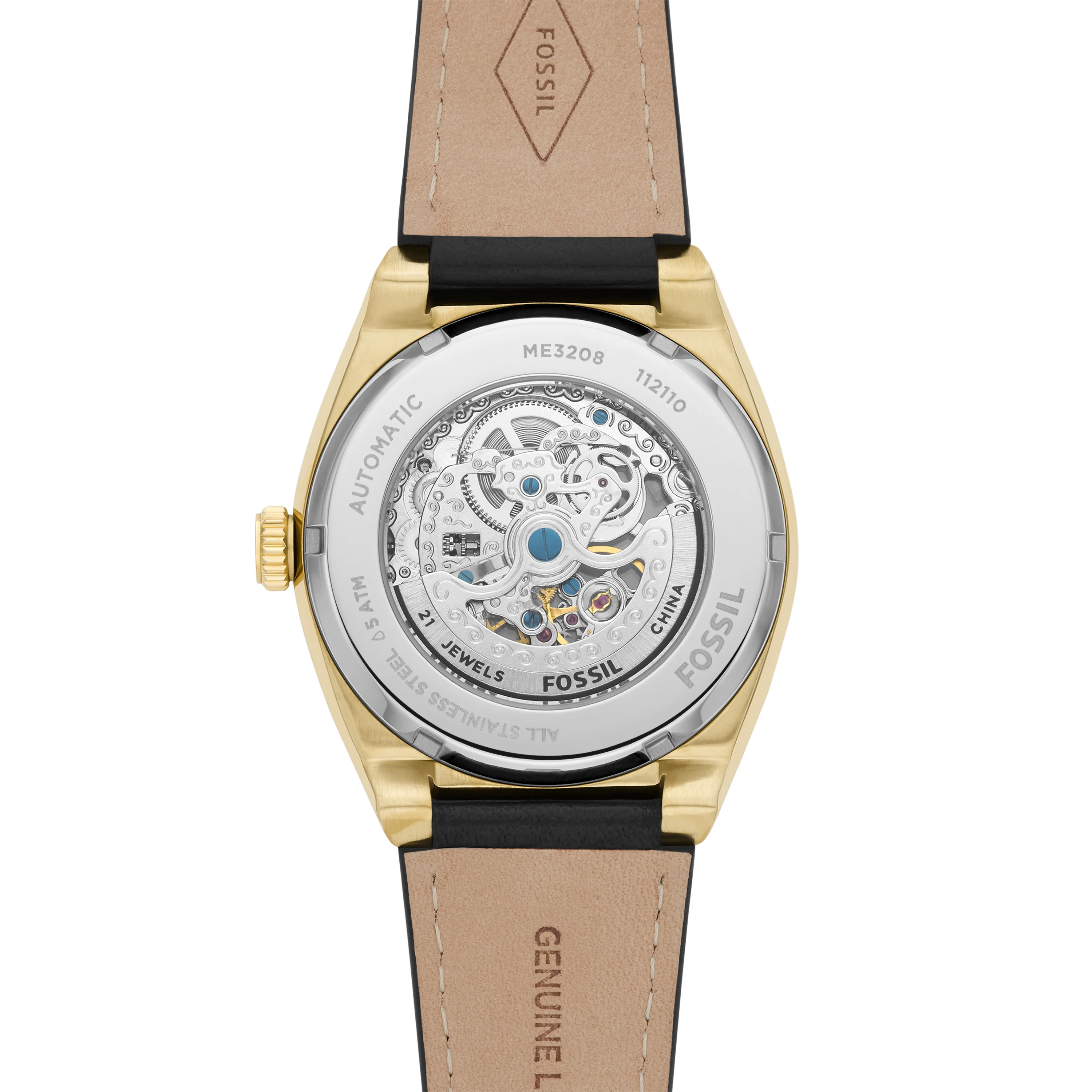 Everett Automatic Black Eco Leather Watch - Image 3