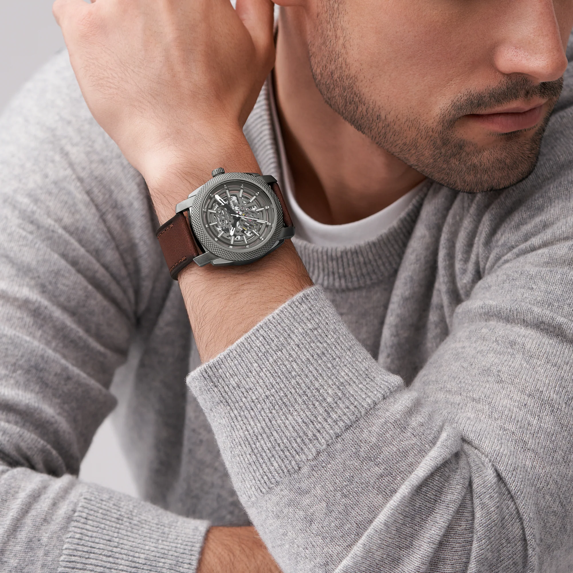 Machine Automatic Brown LiteHide⢠Leather Watch - Image 5