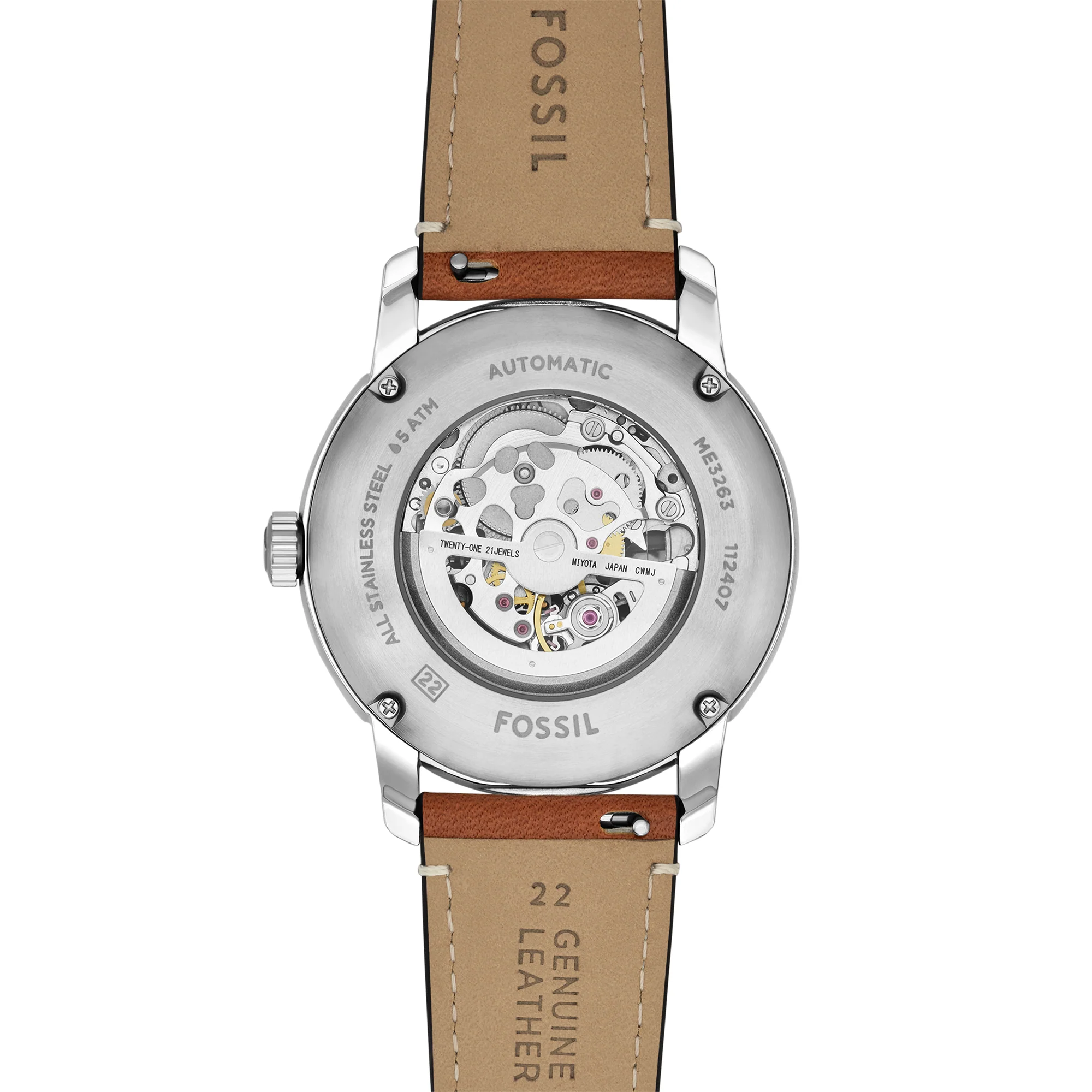 Fossil Heritage Automatic Brown Leather Watch - Image 3