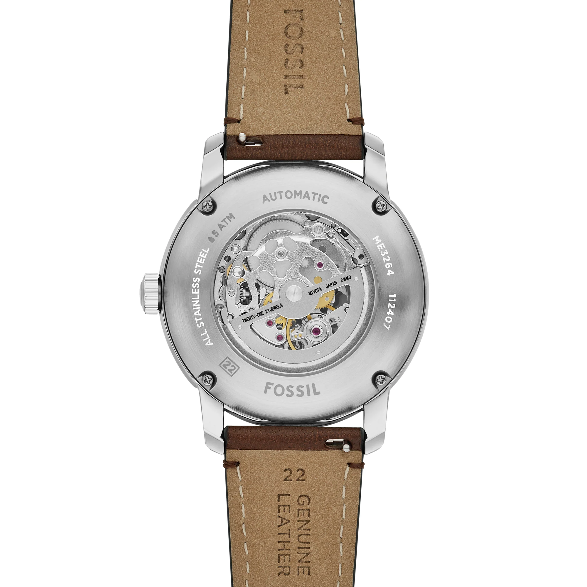 Fossil Heritage Automatic Brown Leather Watch - Image 3