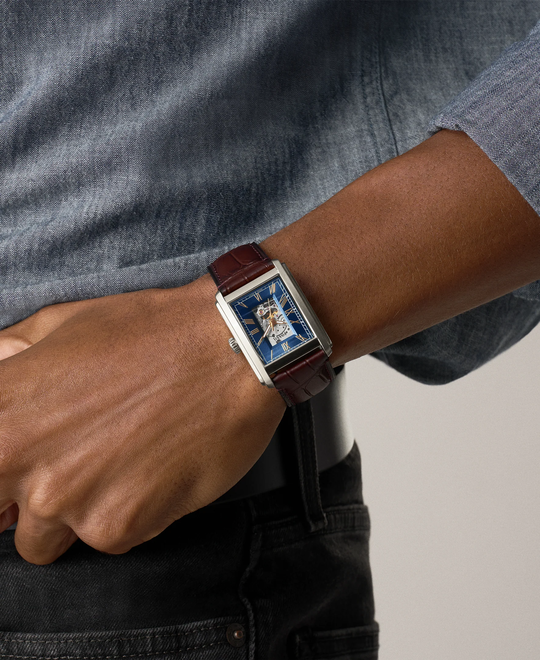 Carraway Automatic Brown Croco Leather Watch - Image 10