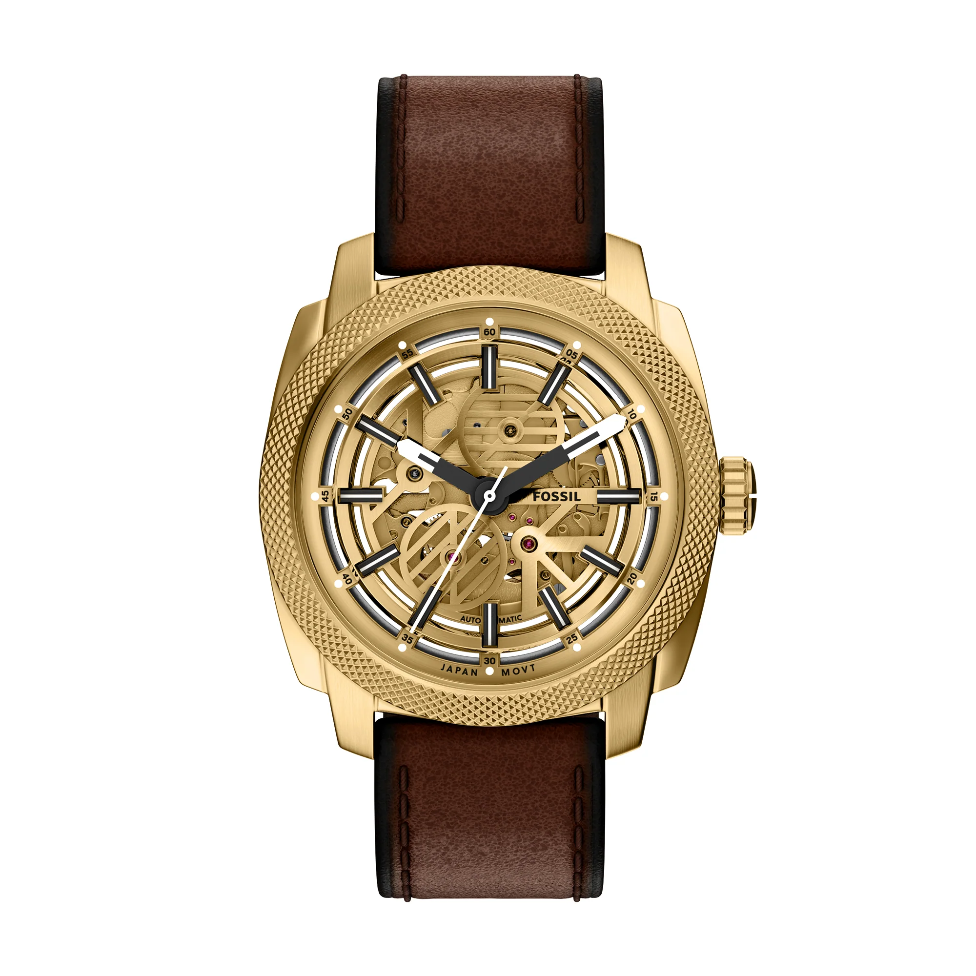 Machine Automatic Brown Leather Watch