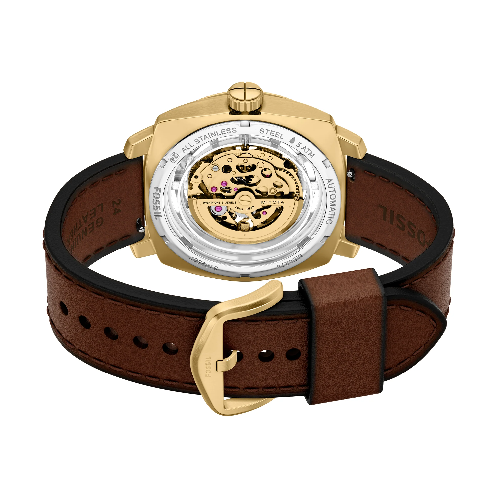 Machine Automatic Brown Leather Watch - Image 4