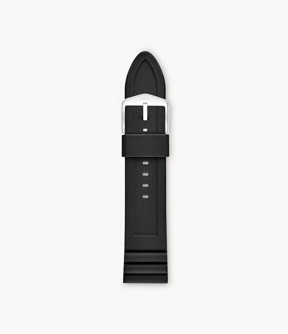 24mm Black Silicone Watch Strap