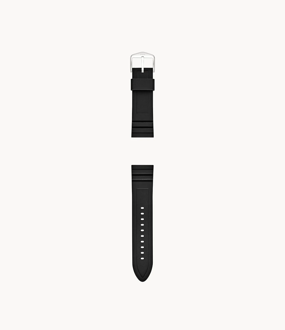 24mm Black Silicone Watch Strap - Image 2